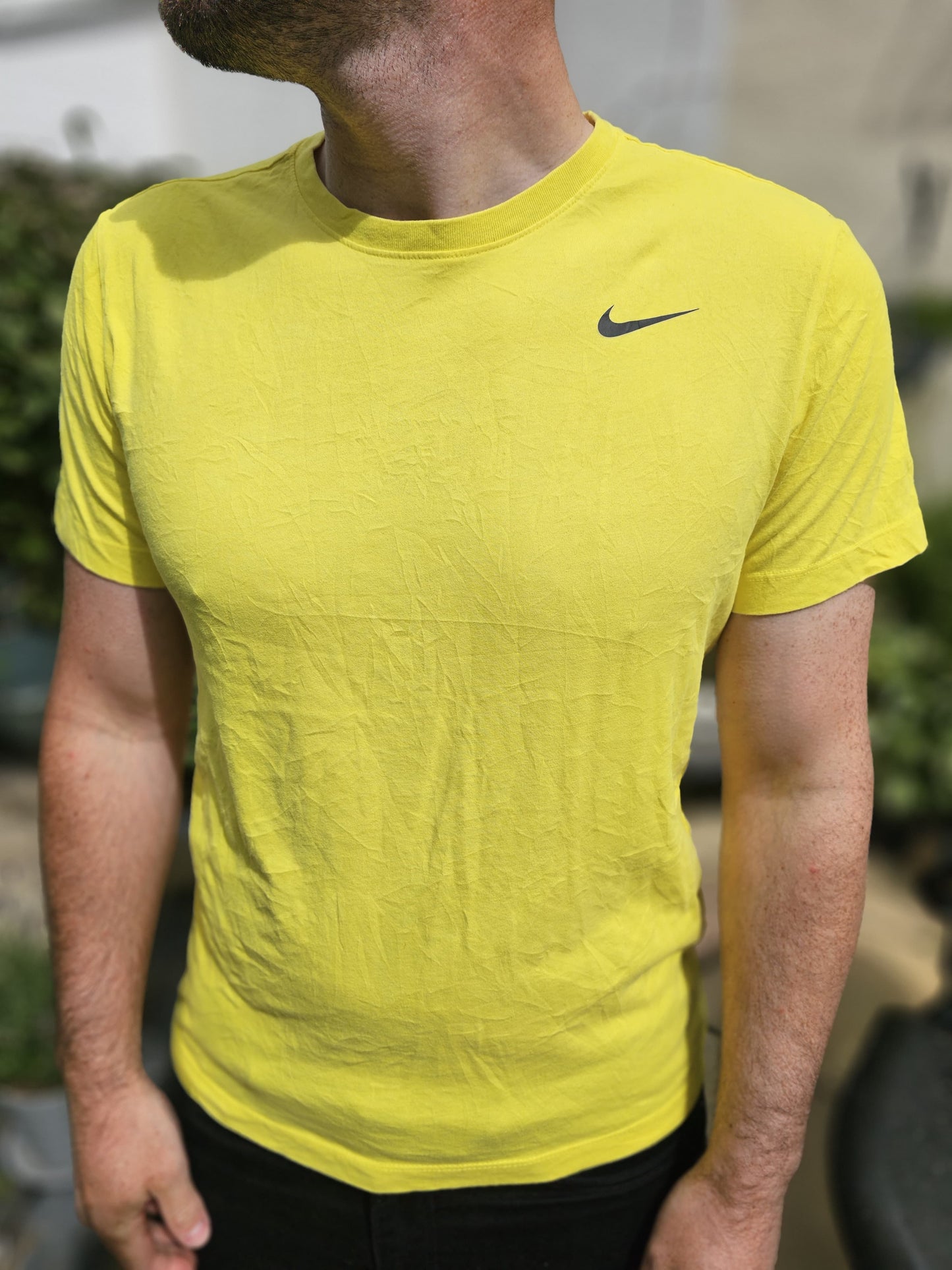 Nike Dri-Fit Yellow Activewear Gym Casual T-Shirt - M/Medium