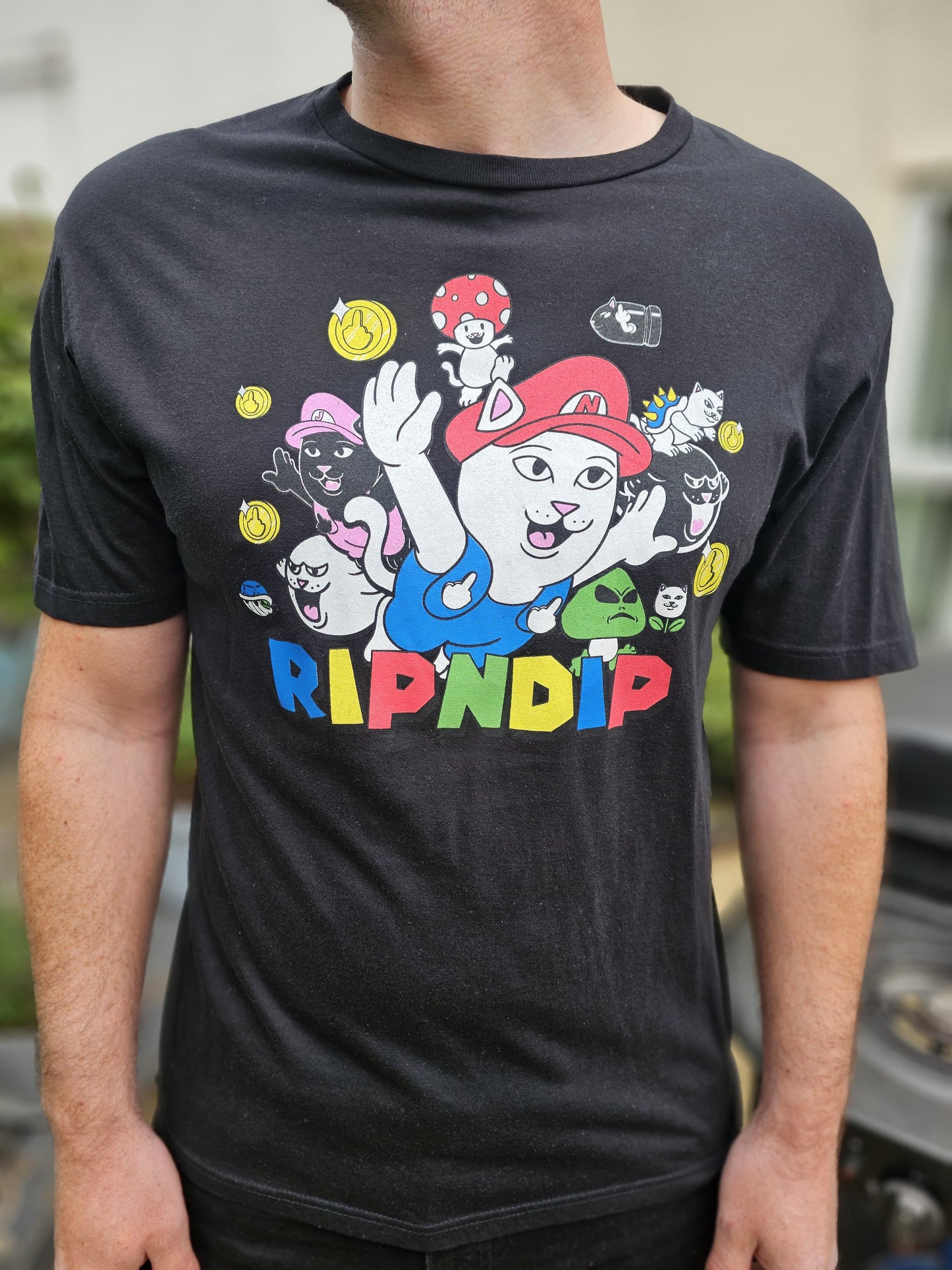 Ripndip Black Short Sleeve Mario Nermal Print T-Shirt - L/Large