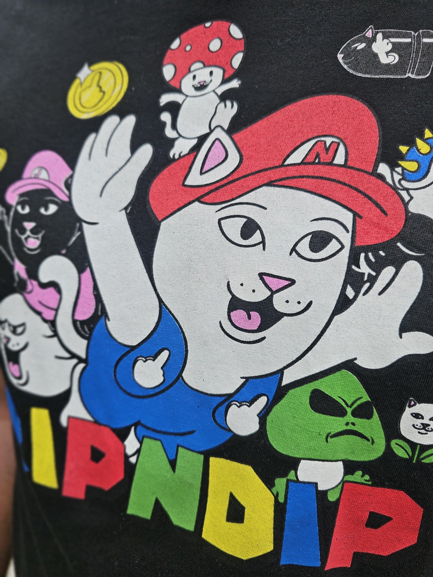 Ripndip Black Short Sleeve Mario Nermal Print T-Shirt - L/Large