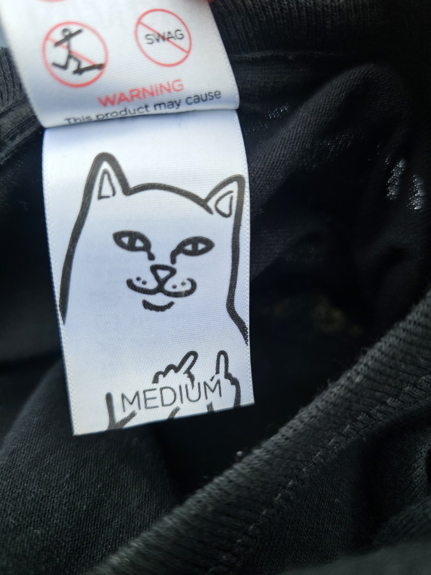 Ripndip Black Long Sleeve Riding Champ Nermal Print T-Shirt - M/Medium