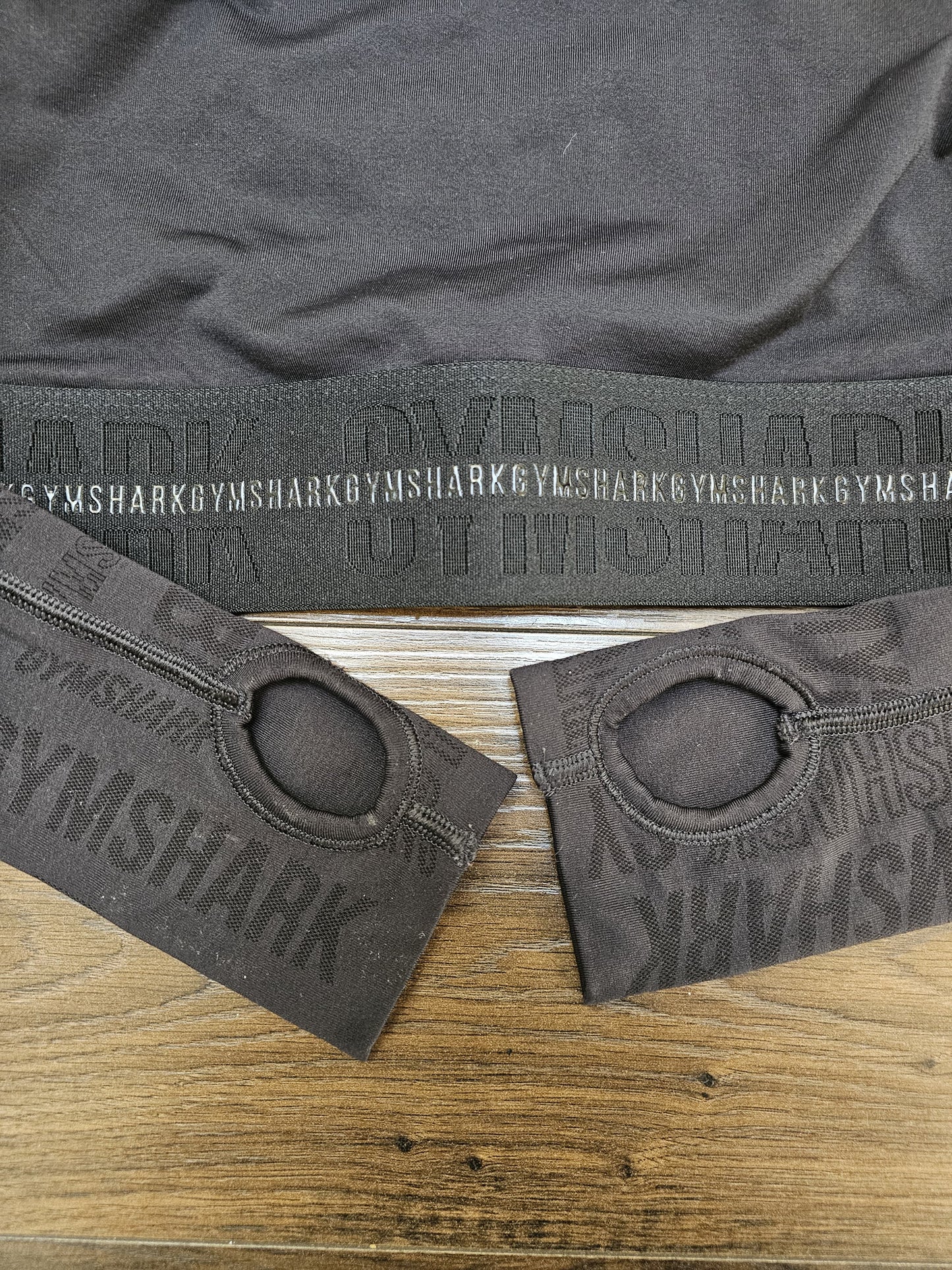 Gym Shark Set Activewear Gym Top and Leggings Black/Grey - S/Small