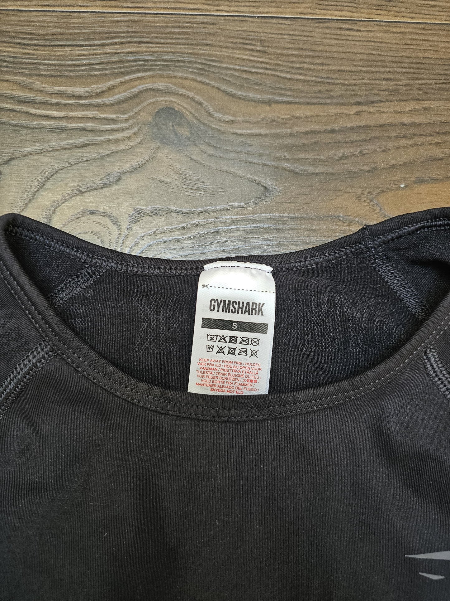 Gym Shark Set Activewear Gym Top and Leggings Black/Grey - S/Small
