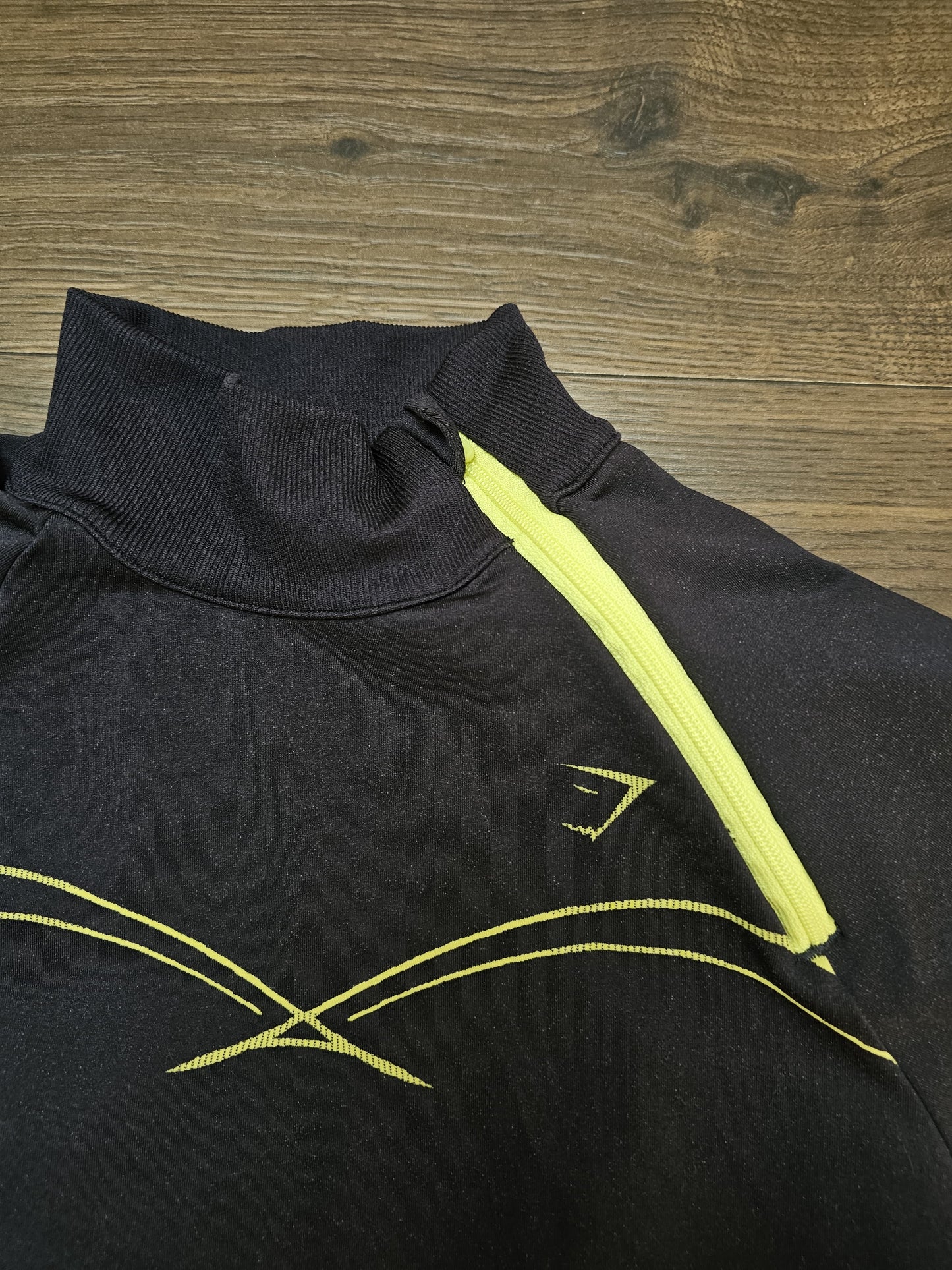Gymshark Black/Yellow Long Sleeve 1/4 Zip Training/Gym/Casual Top - XS/Extra Small