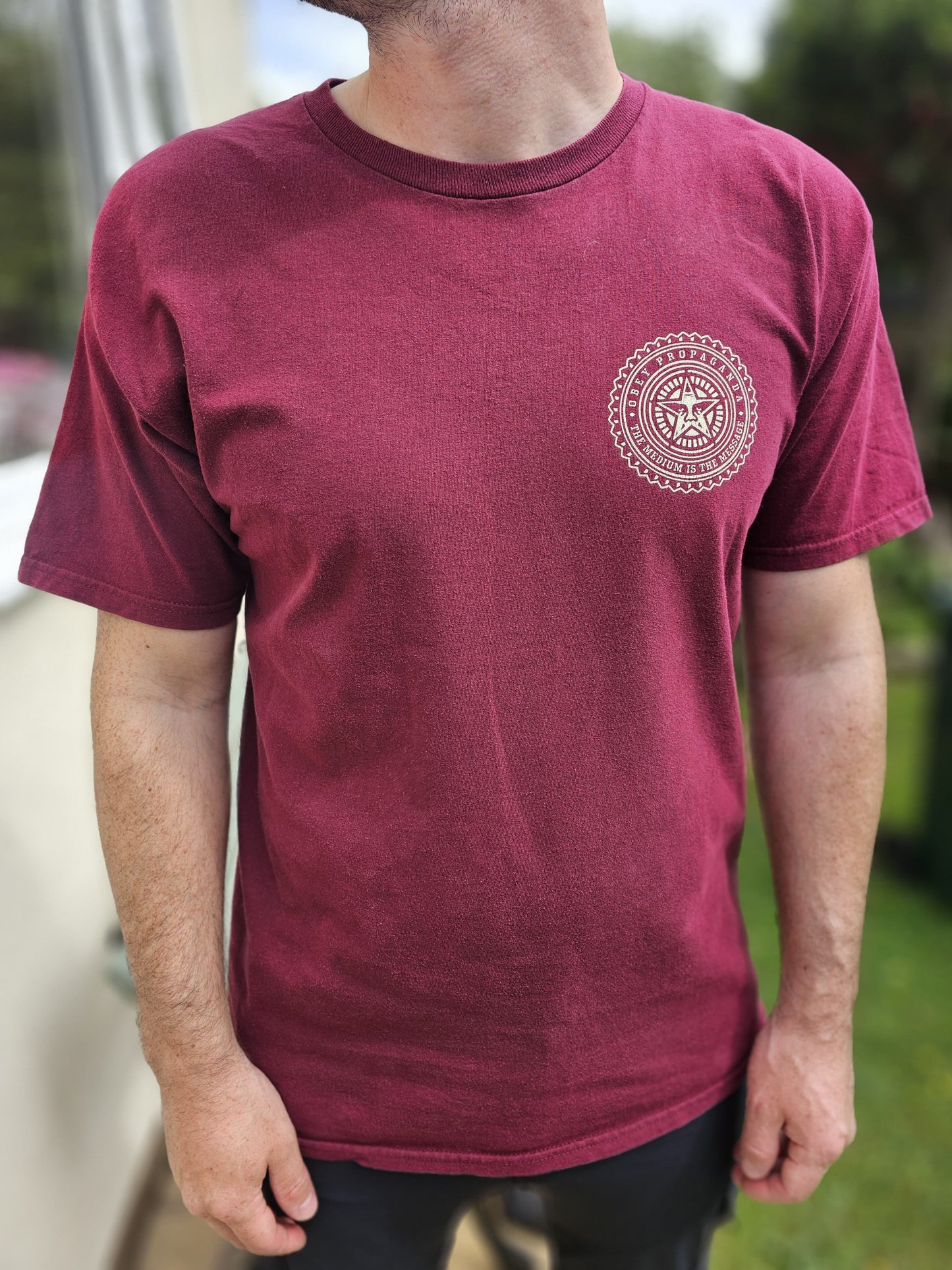 Mens/Unisex Obey Propaganda OX Blood Printed Short Sleeve T-Shirt - L/Large