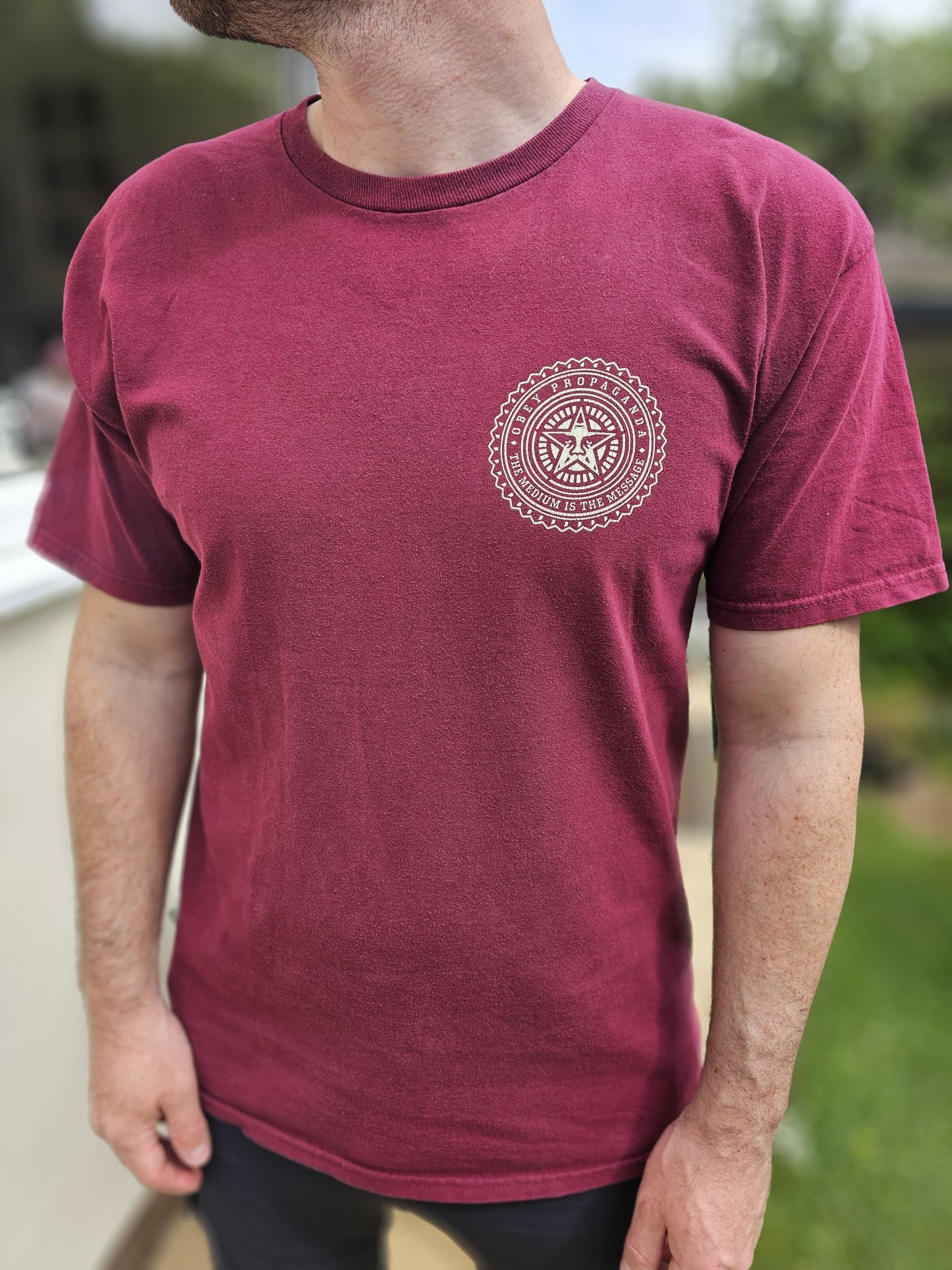 Mens/Unisex Obey Propaganda OX Blood Printed Short Sleeve T-Shirt - L/Large