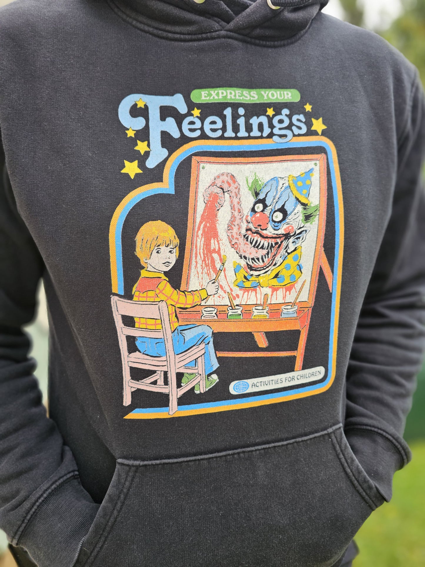 Thread Heads 'Express Your Feelings' Black Pullover Hoodie - M/L Clown