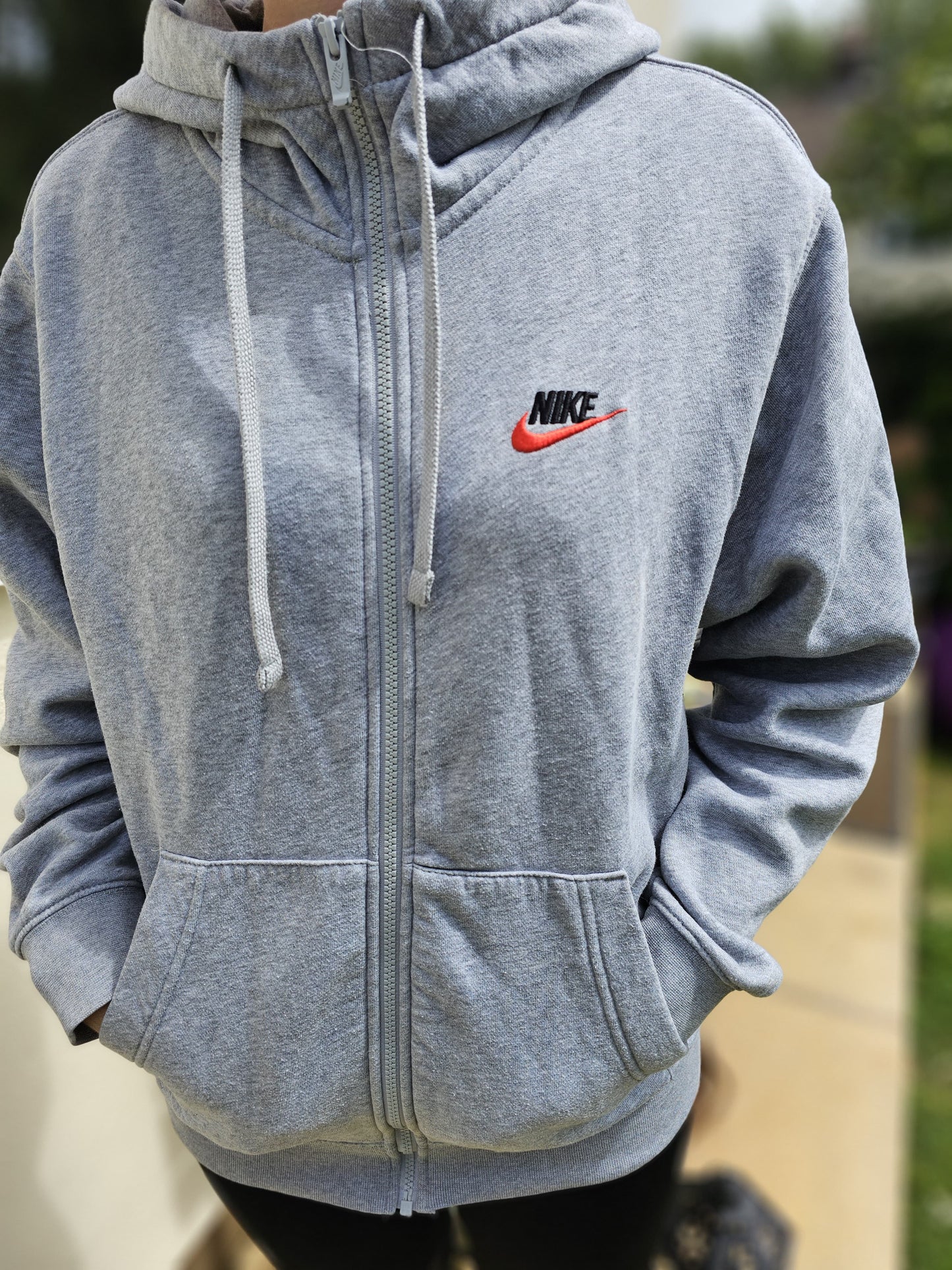Nike Full Zip Grey Hooded Hoodie Sweat Jacket - S/Small