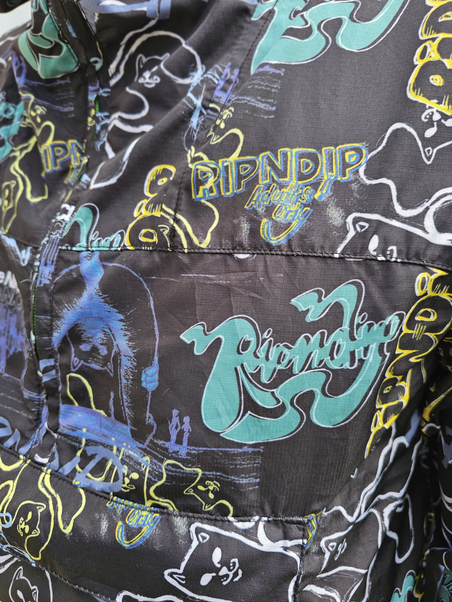 Ripndip 1/2 Zip Pullover Hooded Windbreaker Packable Jacket - M/Medium