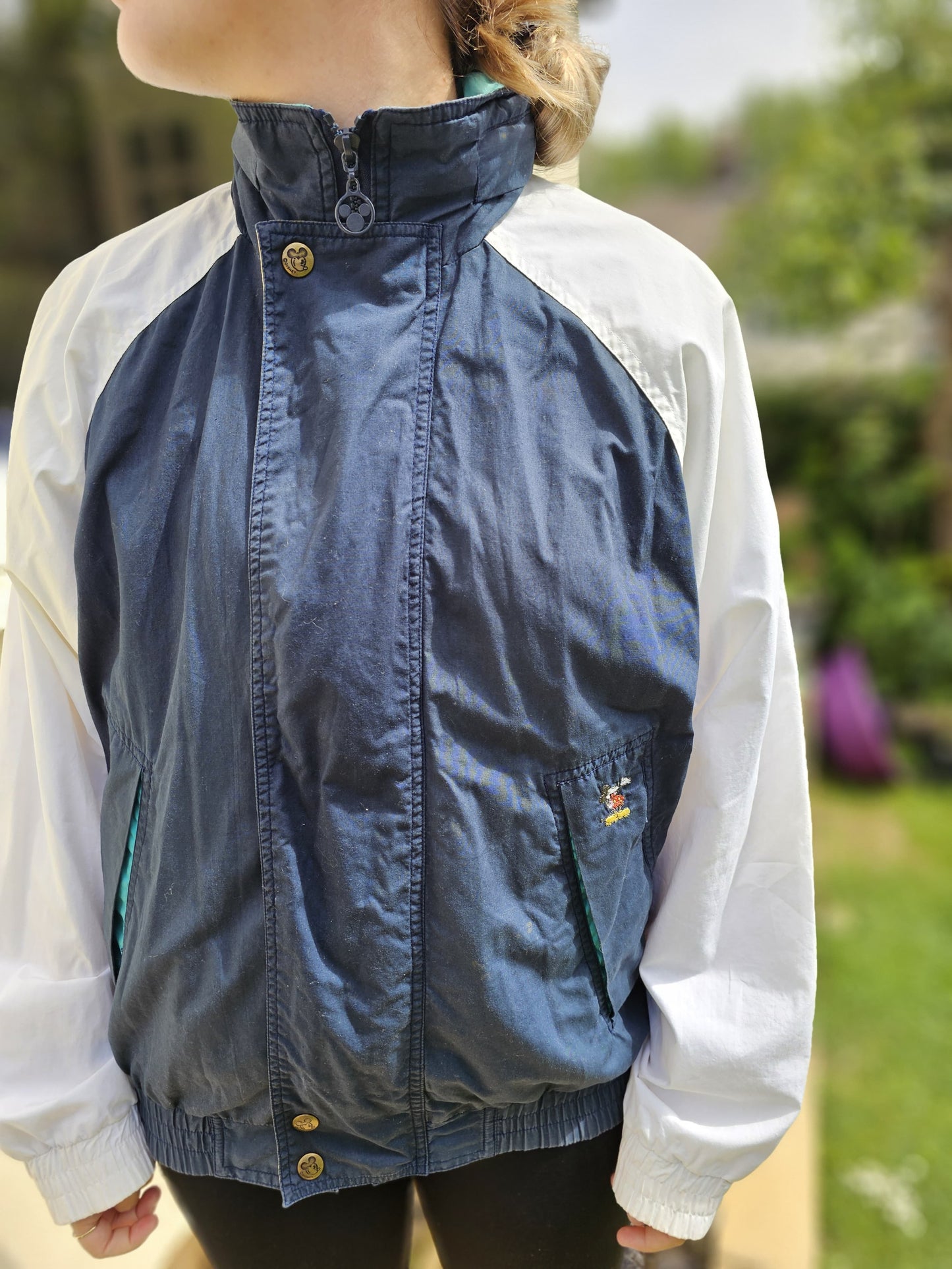 Rare Vintage Full Zip Mickey Mouse Disney Hooded Windbreaker/Sailing Style Jacket 1980s/1990s - M/Medium