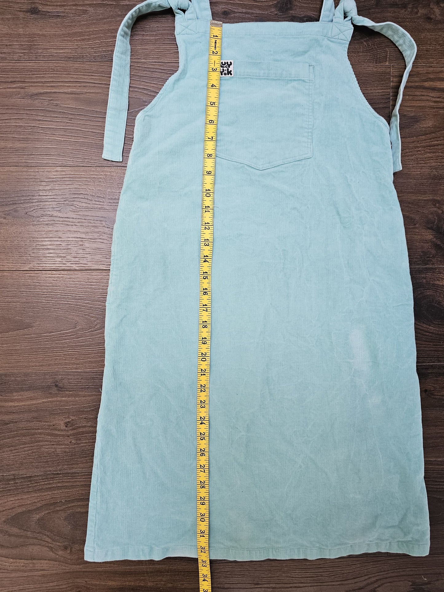 Lucy & Yak Turquoise Corduroy Pinafore Dungarees Style Dress - UK 12