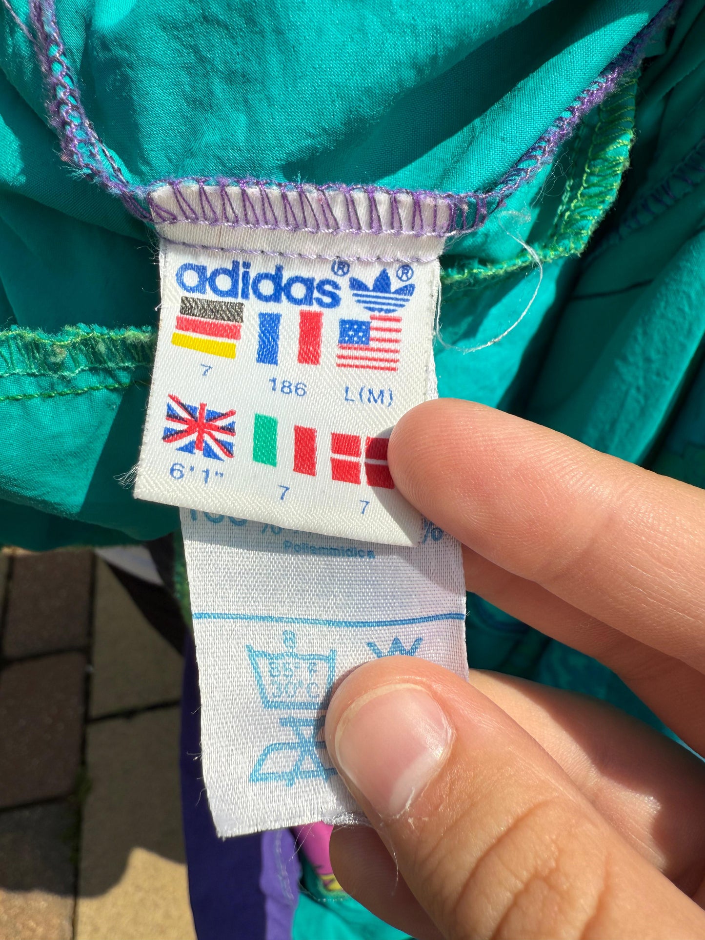 Vintage Adidas Tiki Style Full Zip Windbreaker Track Jacket 80s 90 - L/Large