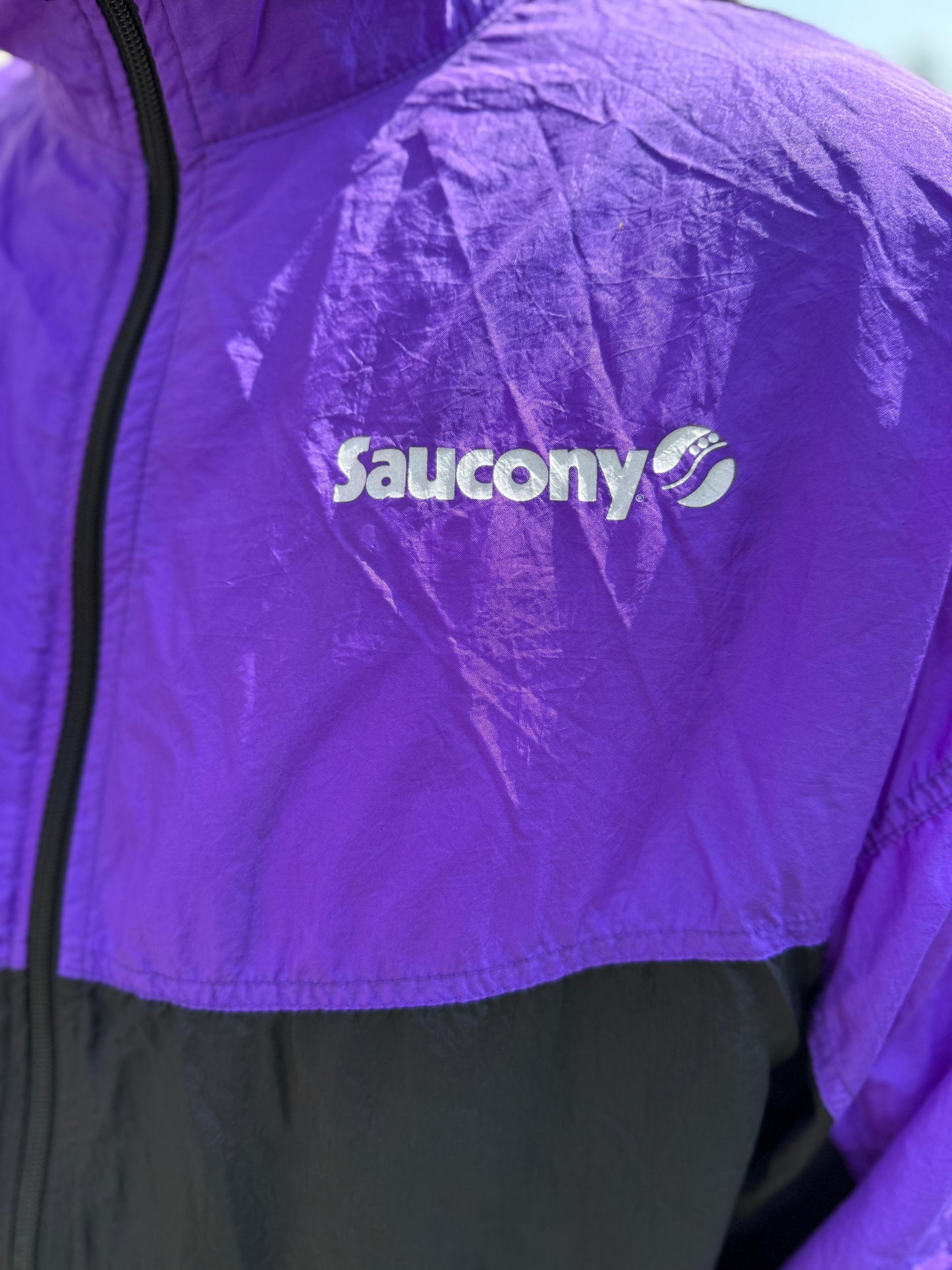 Vintage Saucony Made In USA Unisex Track Jacket Windbreaker Purple - XL/Extra Large