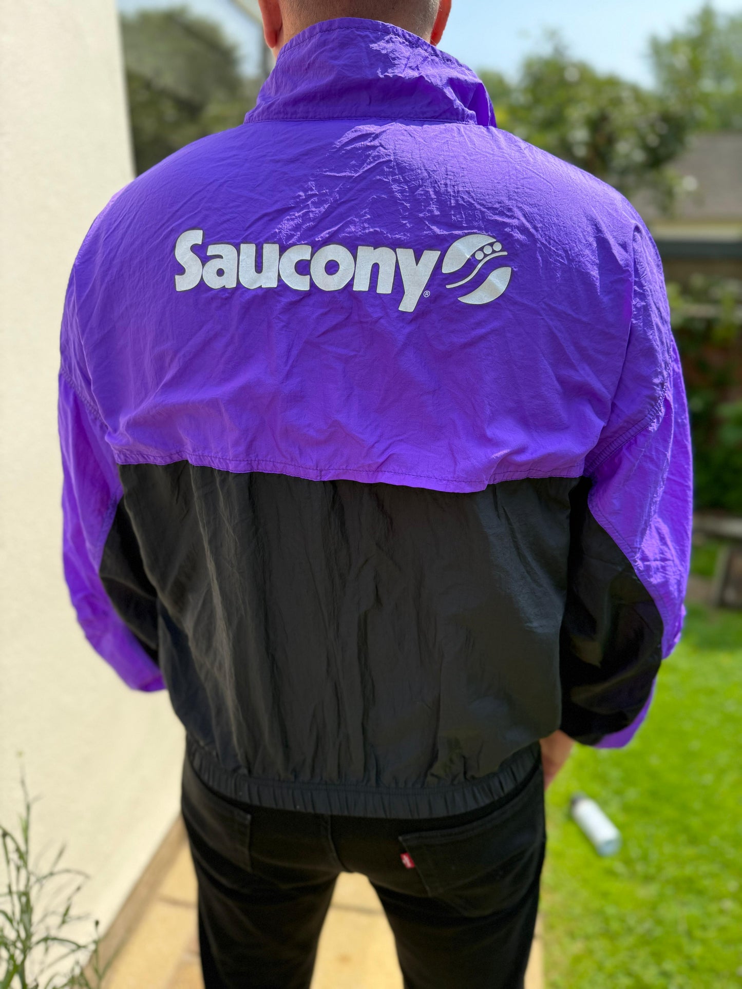 Vintage Saucony Made In USA Unisex Track Jacket Windbreaker Purple - XL/Extra Large