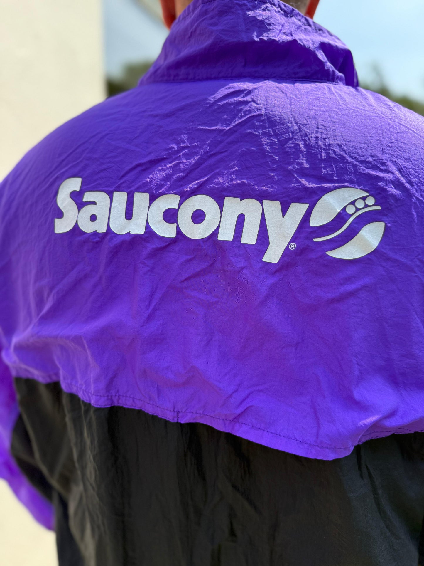 Vintage Saucony Made In USA Unisex Track Jacket Windbreaker Purple - XL/Extra Large