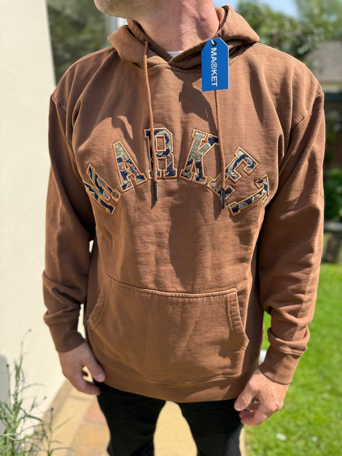Brand New Market Spellout Brown Pullover Hoodie - L/Large