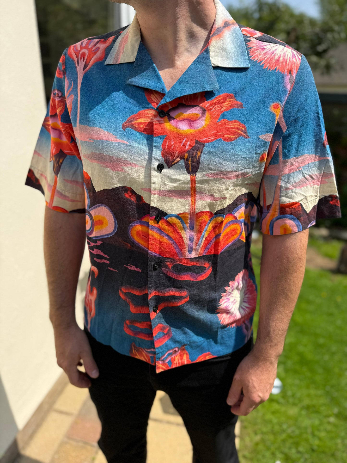 Brand New Mens EDWIN Japan Short Sleeve Floral Shirt RRP £130 - M/Medium