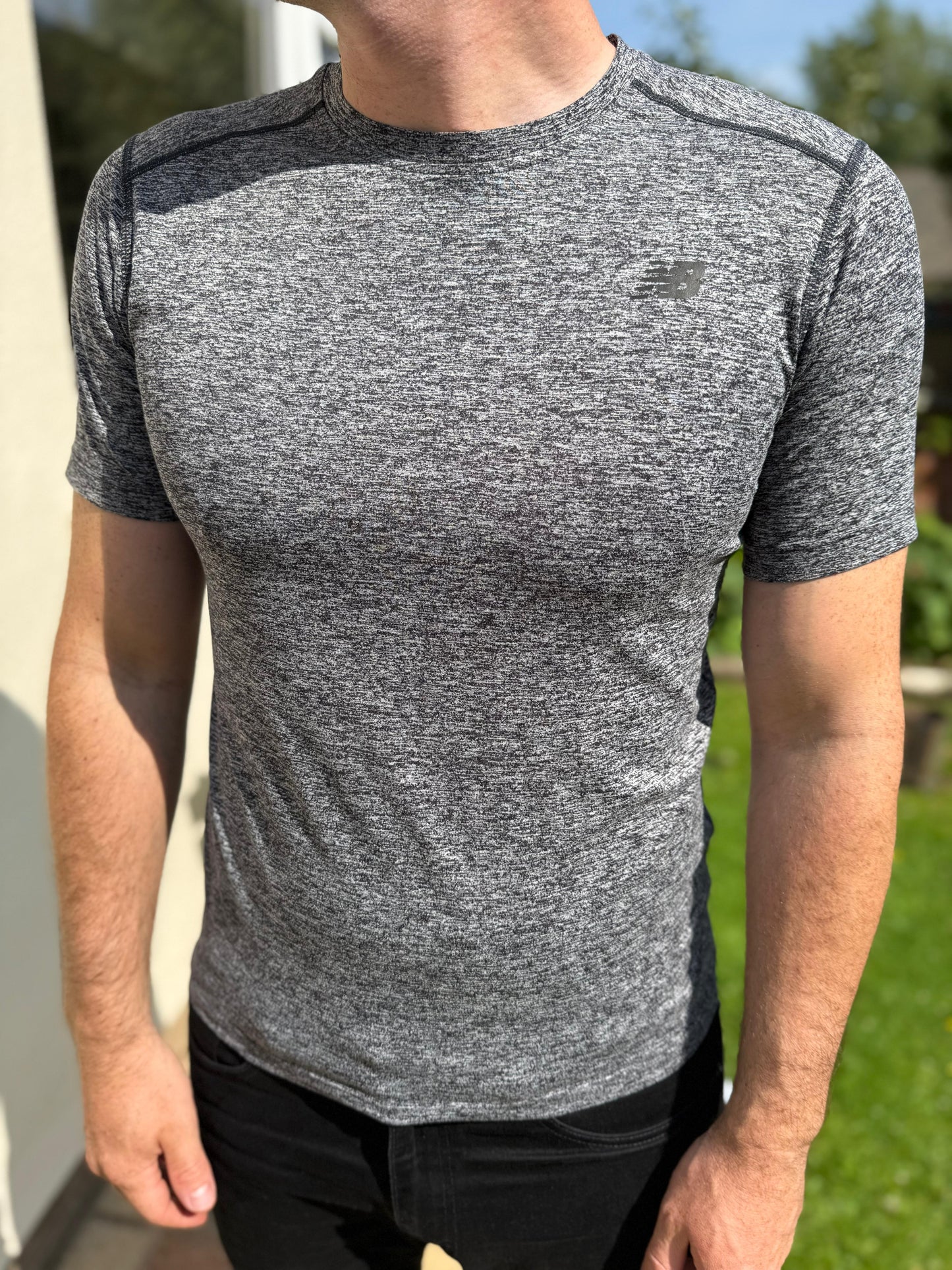 New Balance Grey Activewear Gym Casual Running Short Sleeve T-Shirt - M/Medium