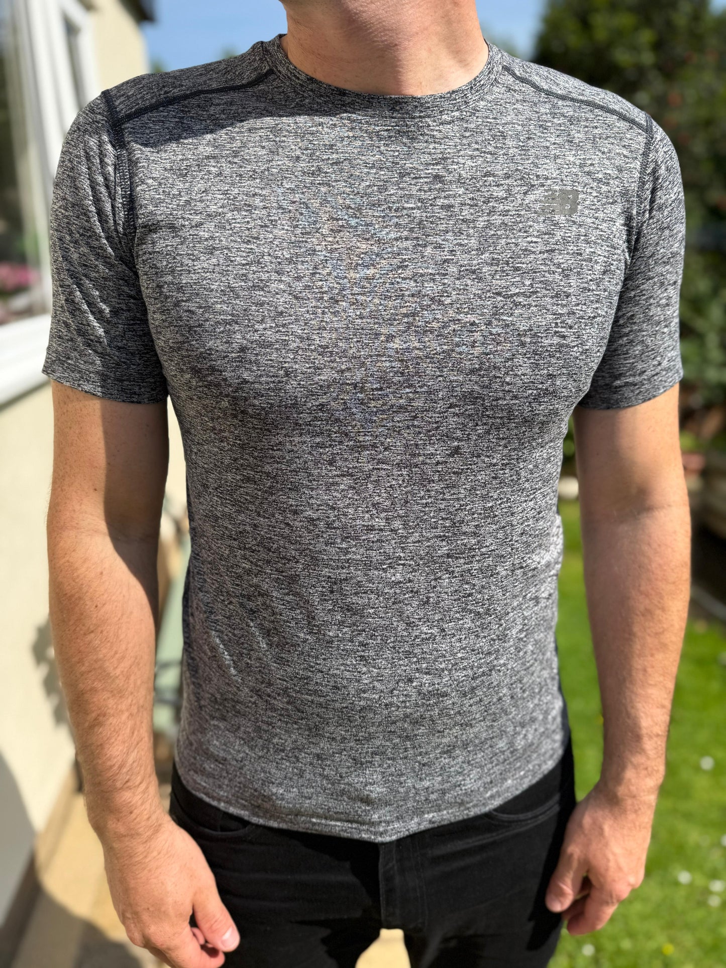 New Balance Grey Activewear Gym Casual Running Short Sleeve T-Shirt - M/Medium