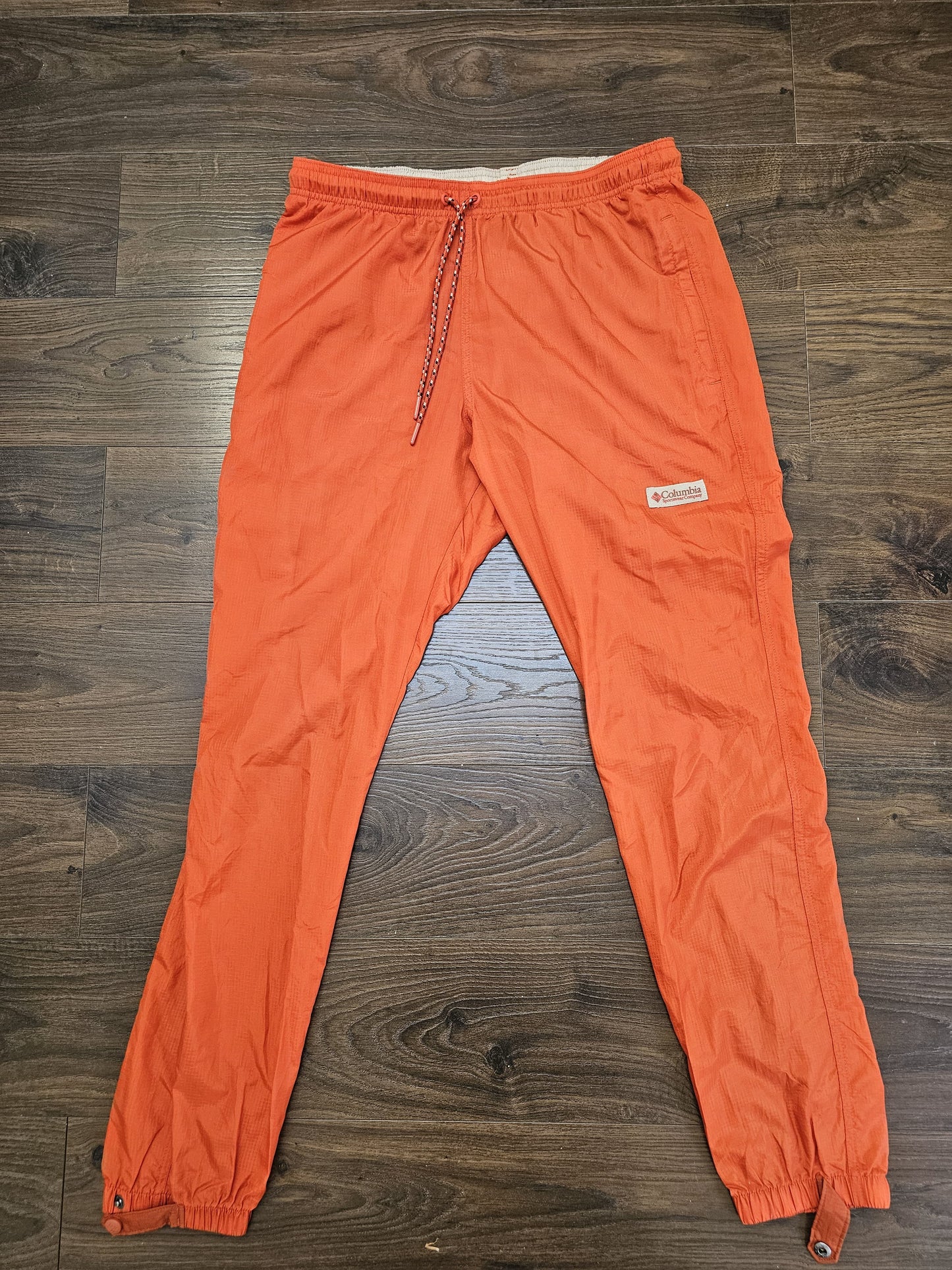 Mens Columbia 1/2 Zip Windbreaker Pullover Jacket & Wind Pants Orange- M/Medium/30