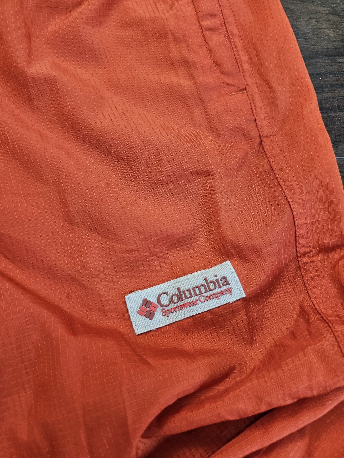 Mens Columbia 1/2 Zip Windbreaker Pullover Jacket & Wind Pants Orange- M/Medium/30