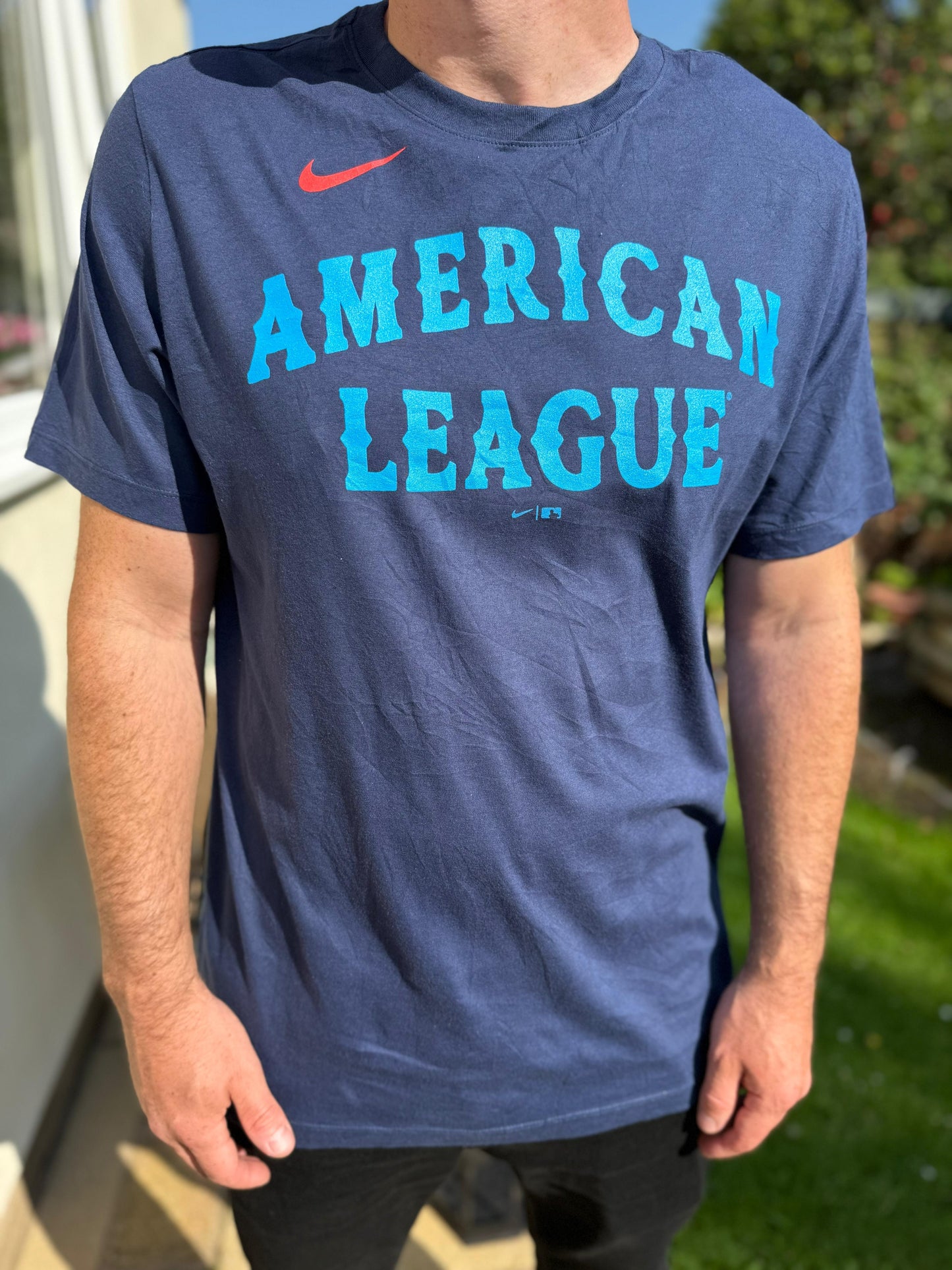 Nike American League Baseball Navy Short Sleeve T-Shirt Top (MLB) - L/Large