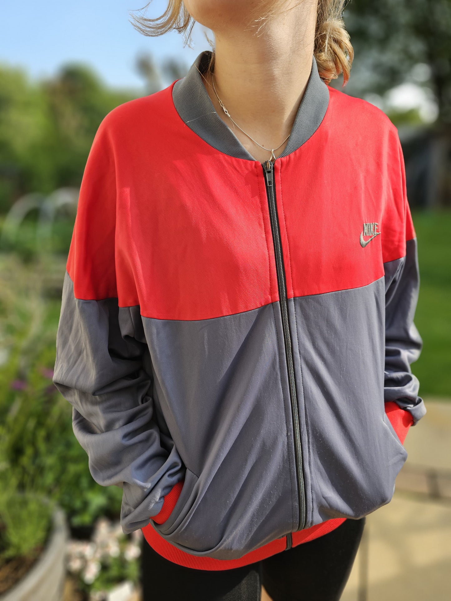 Awesome Vintage Nike Track/Windbreaker Style Full Zip Sport Jacket - L/Large