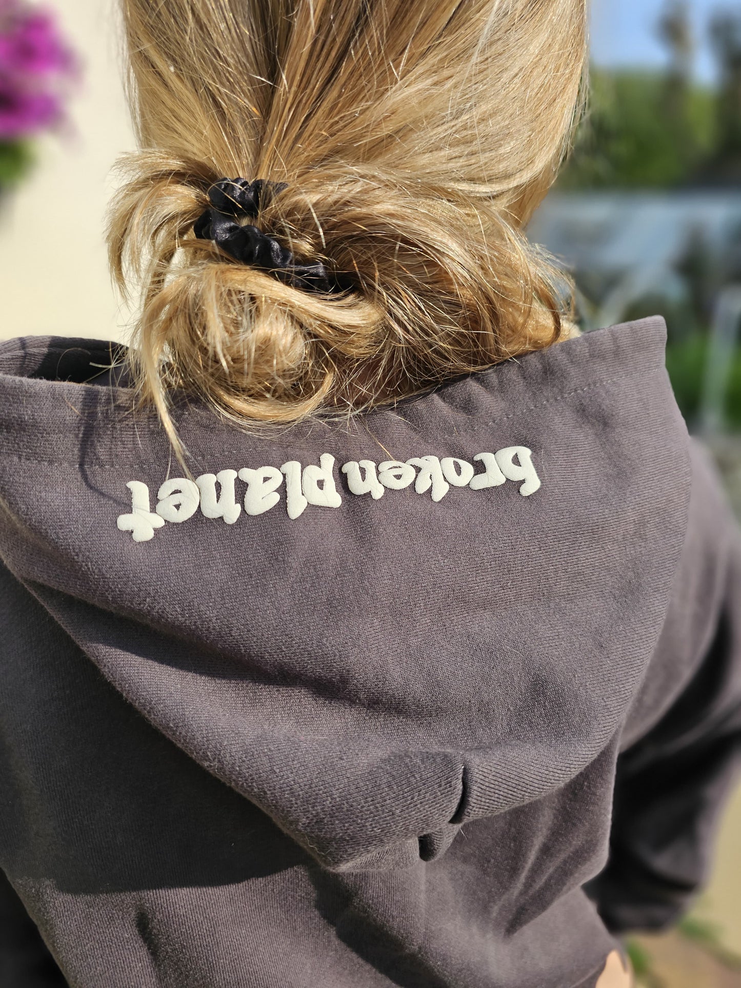 Womens Broken Planet BP Grey Pullover Large Print Hoodie Hoody - M/Medium