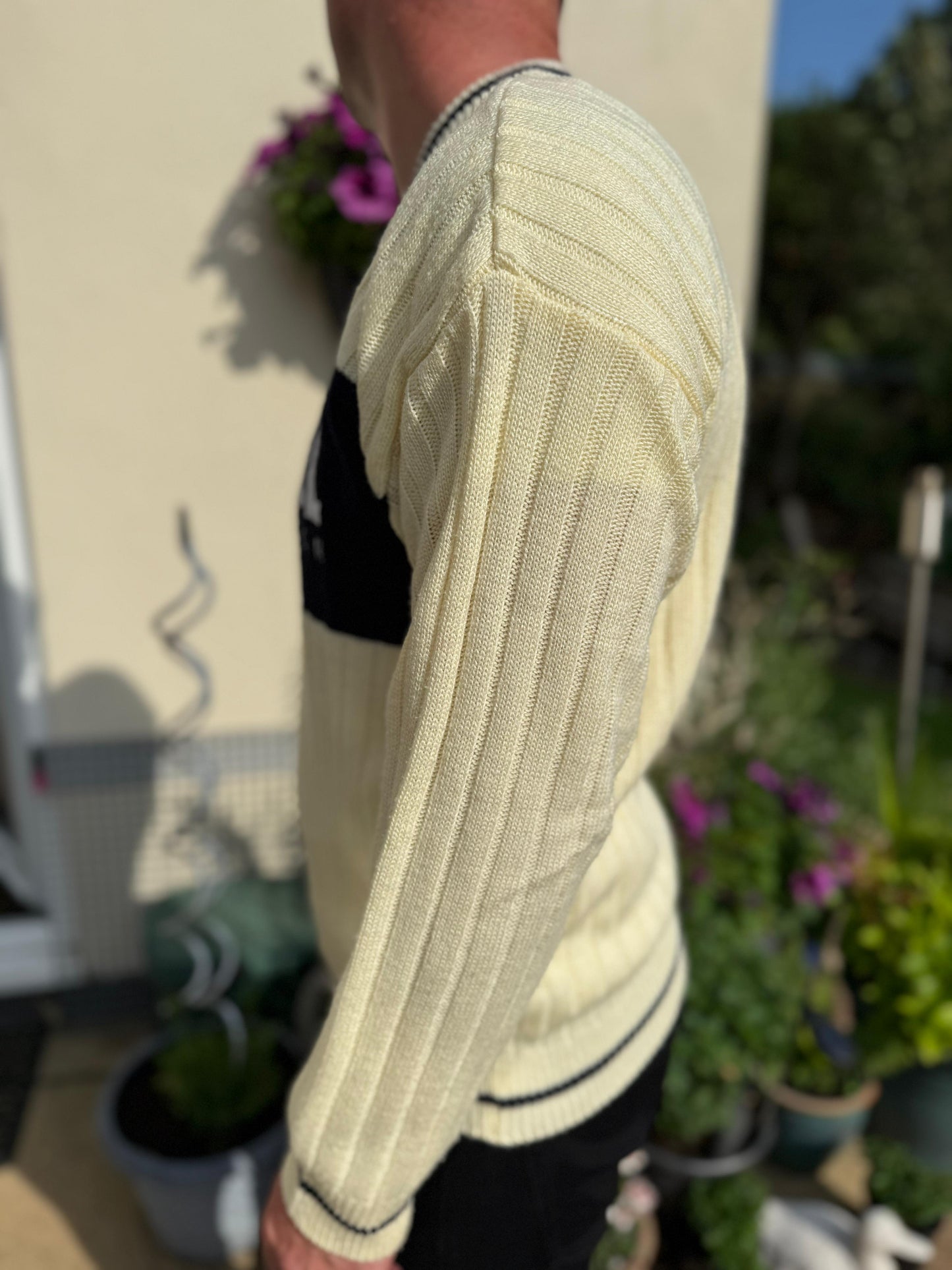 Diesel Cream Y2K Pullover Knitted Embroidered Jumper - L/Large