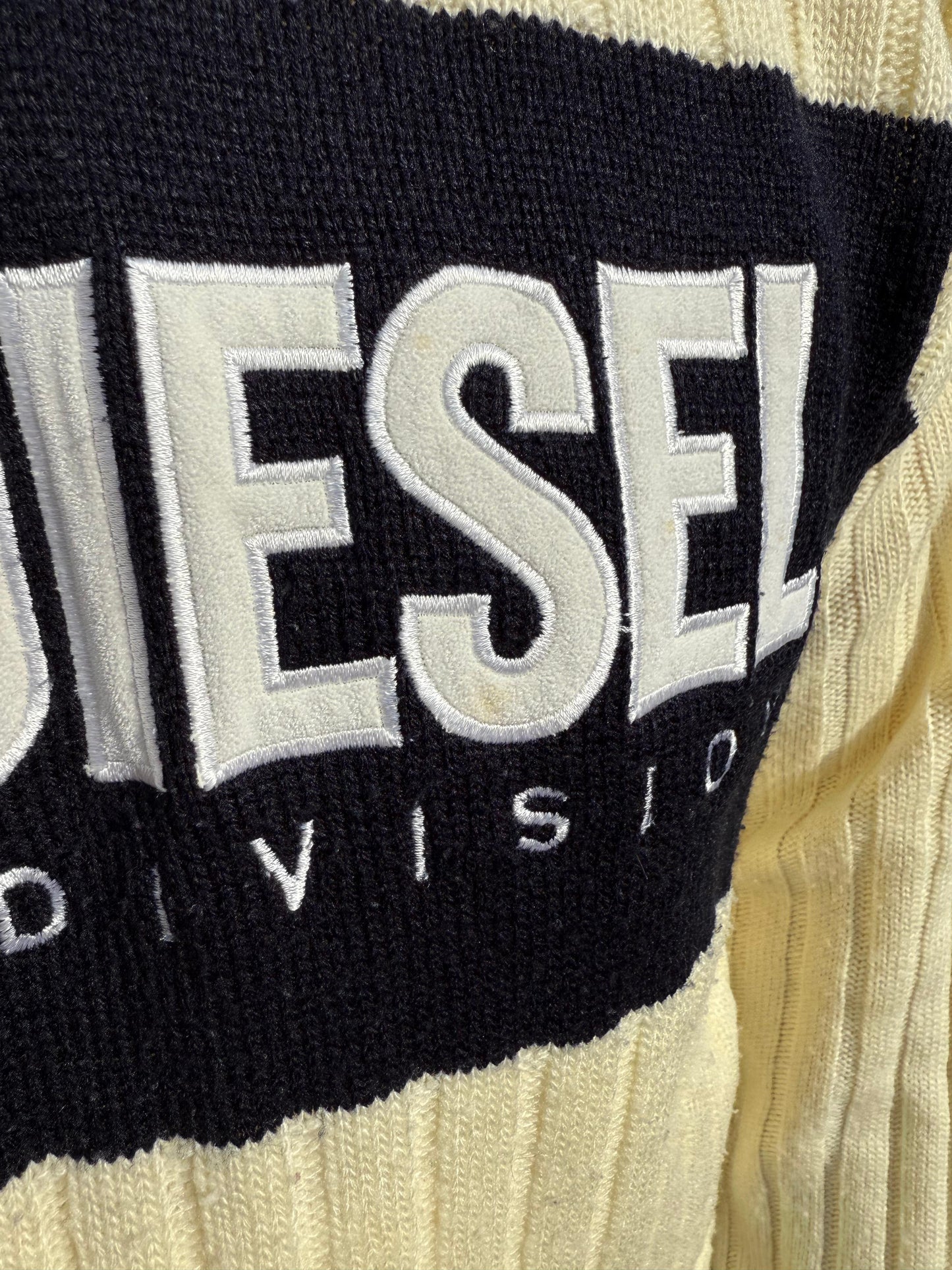 Diesel Cream Y2K Pullover Knitted Embroidered Jumper - L/Large
