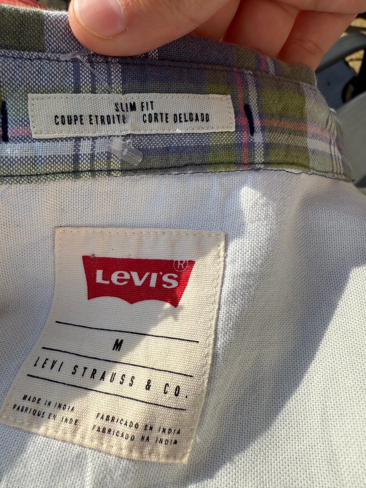 Mens Levi's Short Sleeve Slim Fit Check Checkered Shirt - M/Medium