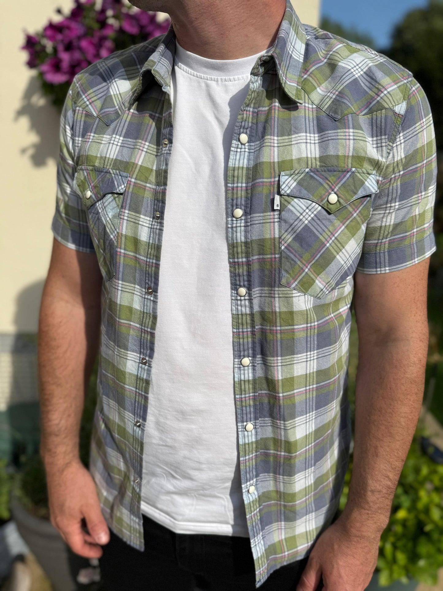 Mens Levi's Short Sleeve Slim Fit Check Checkered Shirt - M/Medium