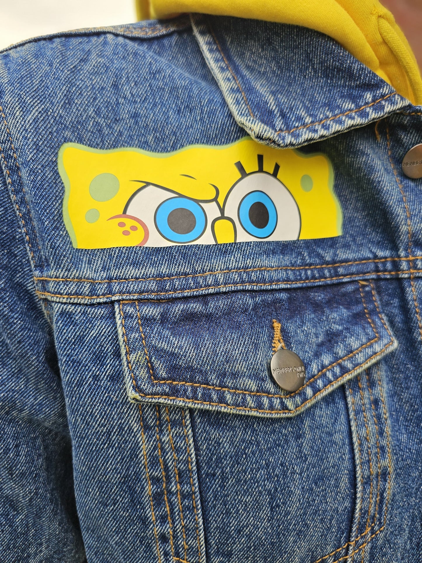 Rare Members Only X Nickelodeon X Sponge Bob Hoodie Denim Jacket - L/Large