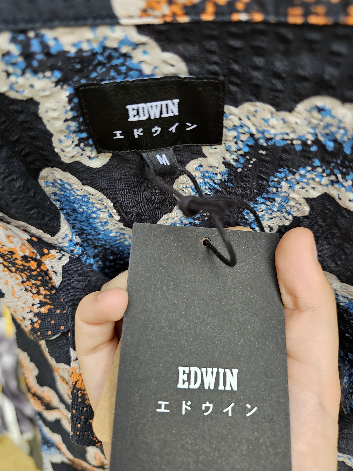 Brand New Mens EDWIN Japan Kumo Pattern Short Sleeve Shirt RRP £130 - M/Medium