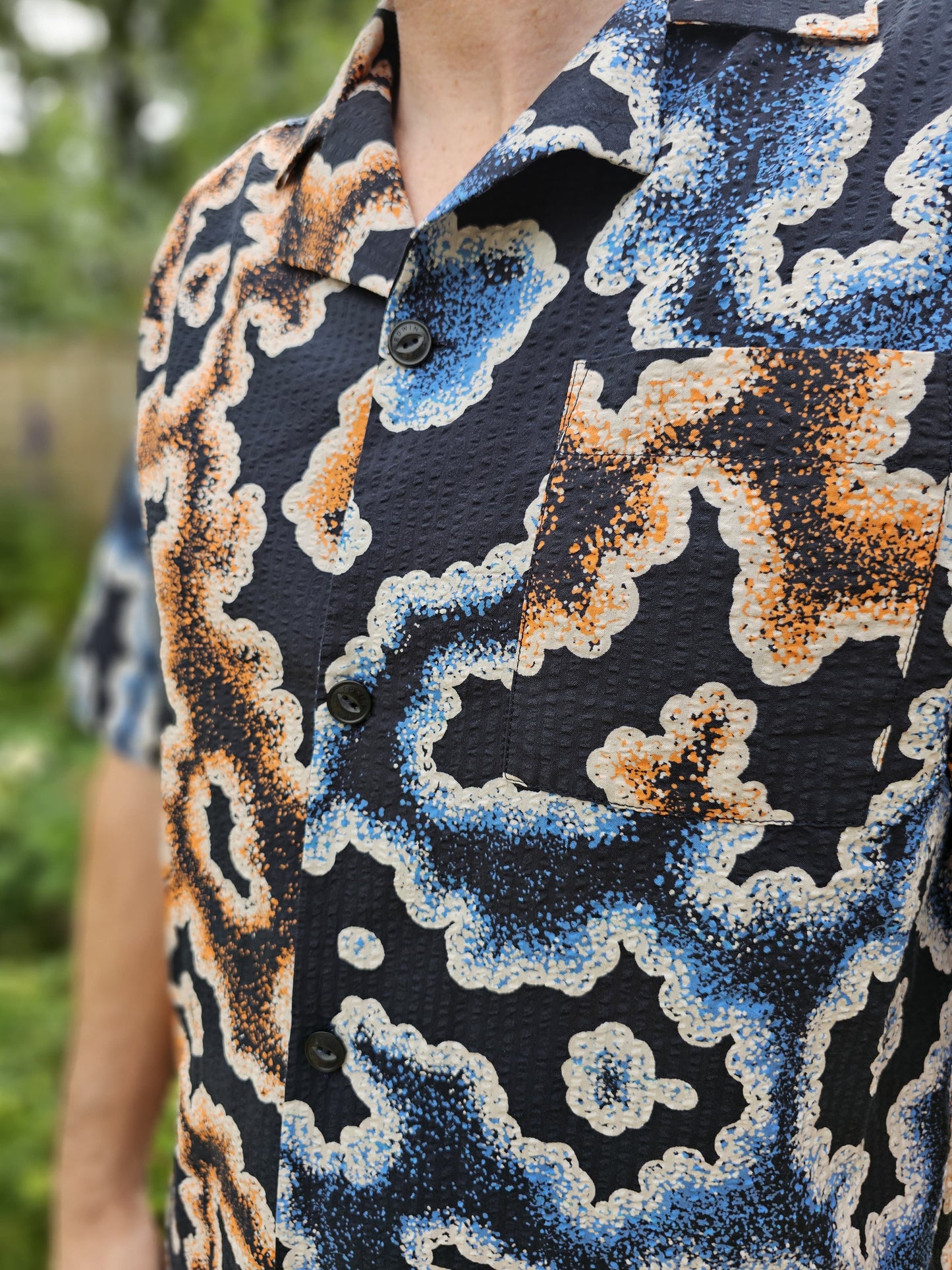 Brand New Mens EDWIN Japan Kumo Pattern Short Sleeve Shirt RRP £130 - M/Medium
