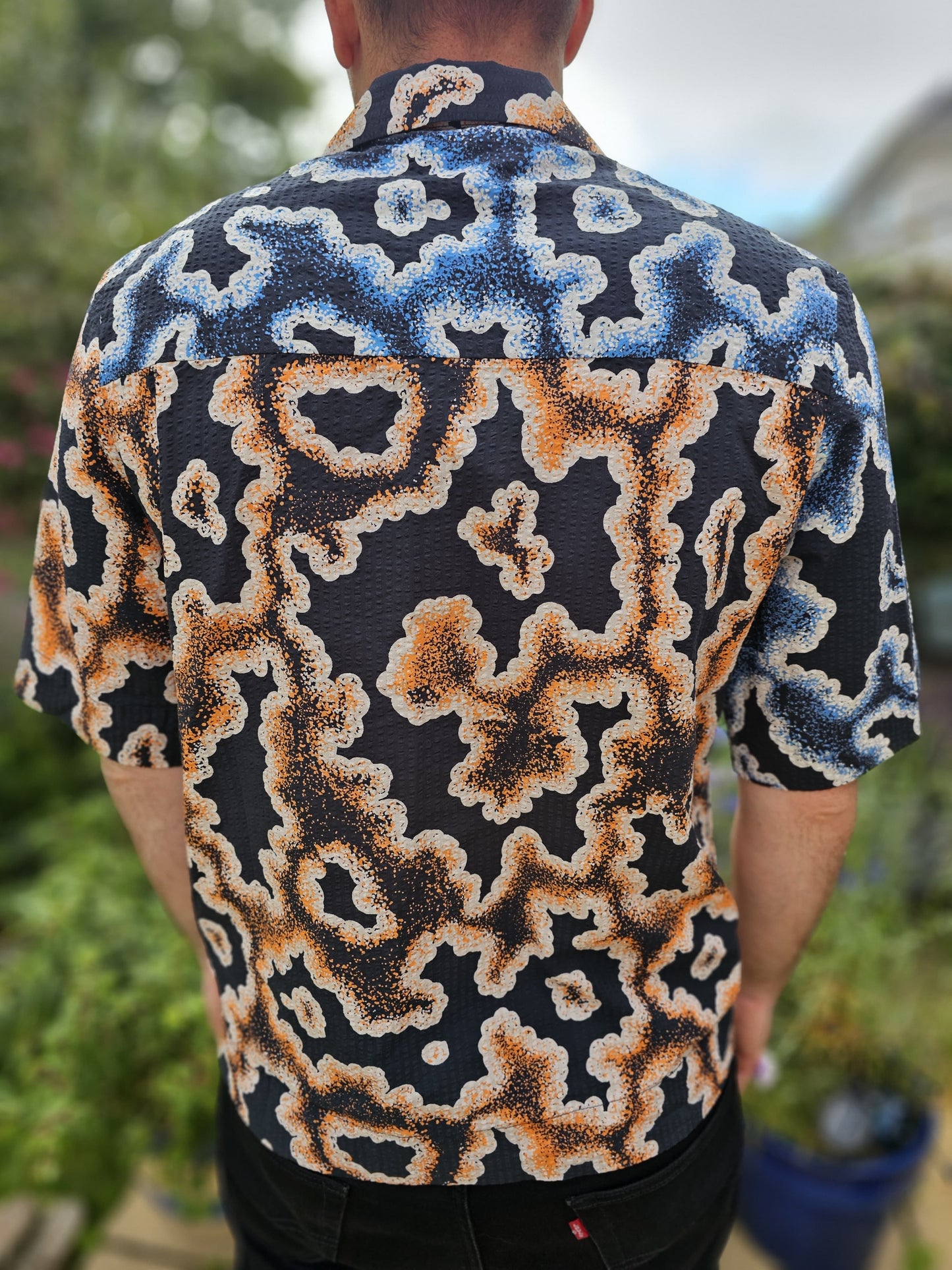 Brand New Mens EDWIN Japan Kumo Pattern Short Sleeve Shirt RRP £130 - M/Medium
