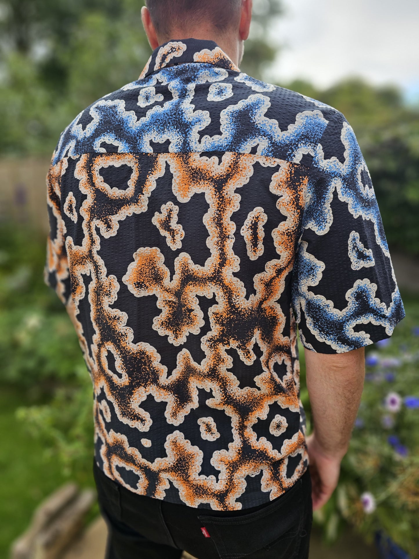Brand New Mens EDWIN Japan Kumo Pattern Short Sleeve Shirt RRP £130 - M/Medium