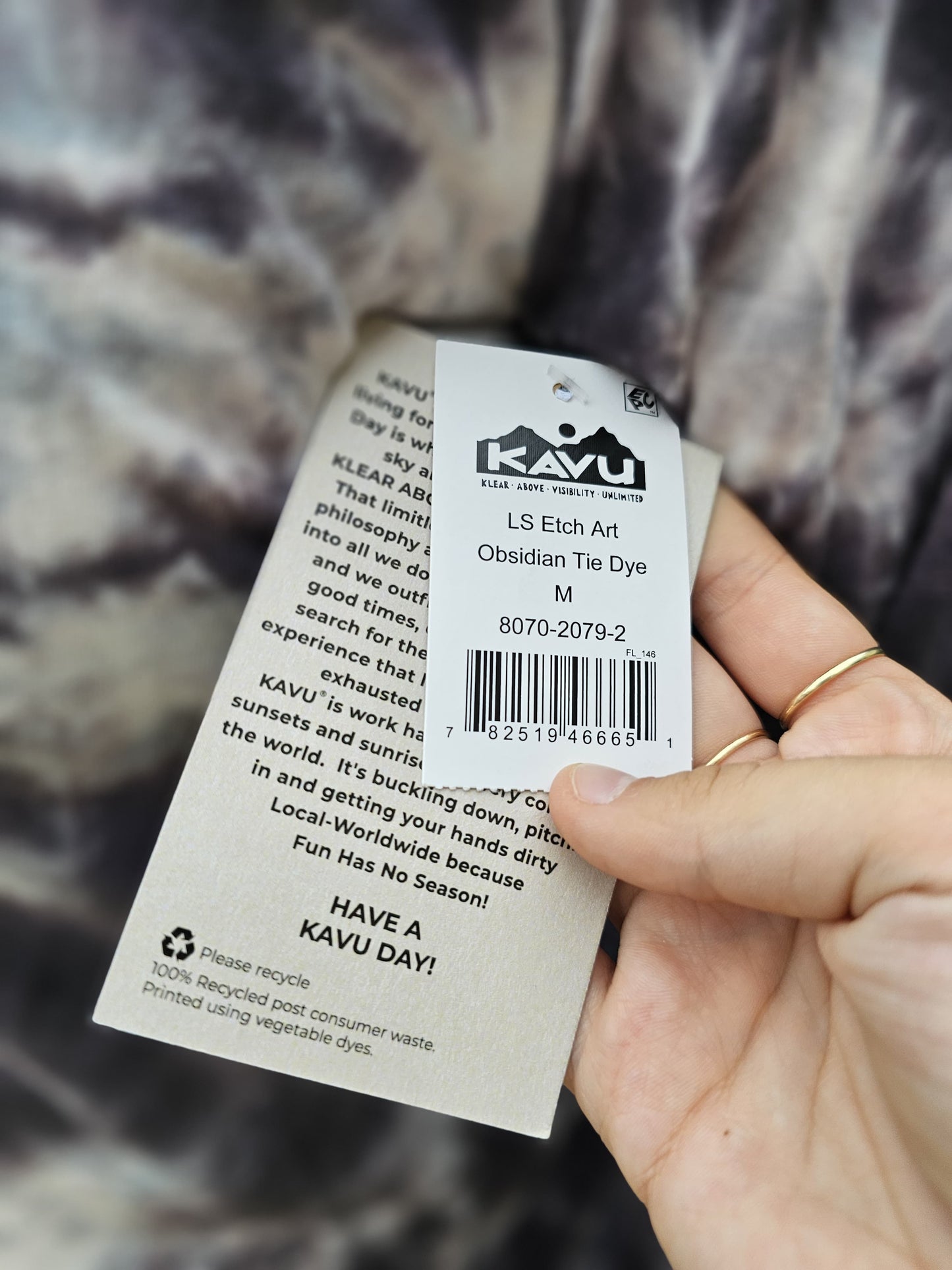 Mens KAVU Long Sleeve Smoke Tie Dye T-Shirt/Top - M/Medium