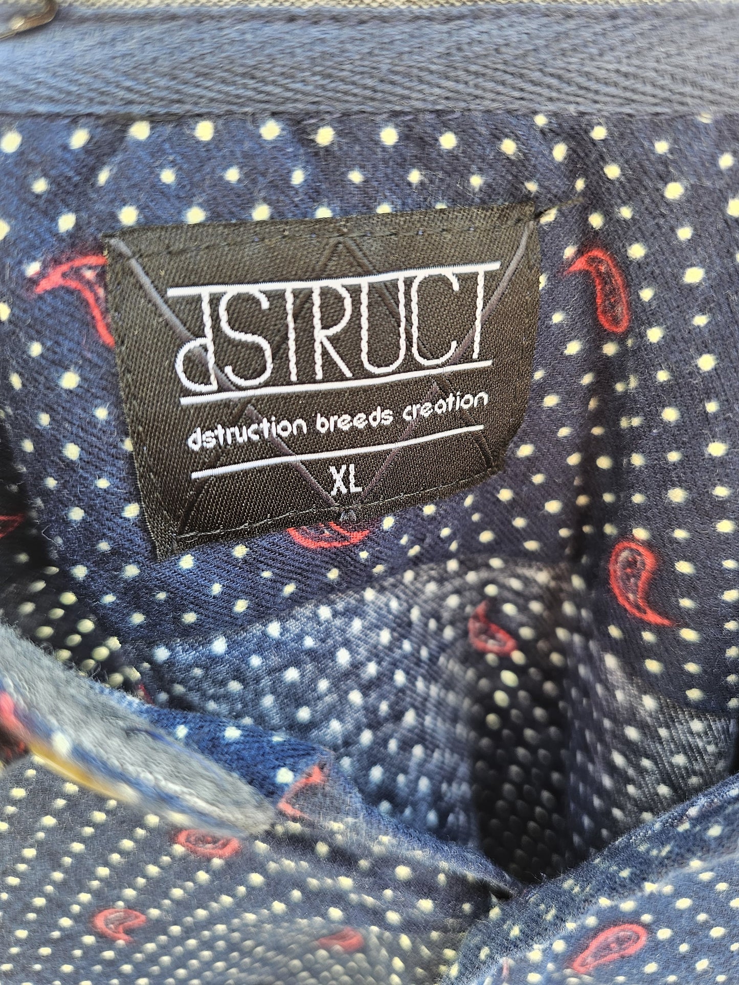 Dstruct Mens Smart Casual Long Sleeve Button Up Patterned Shirt - XL/Extra Large