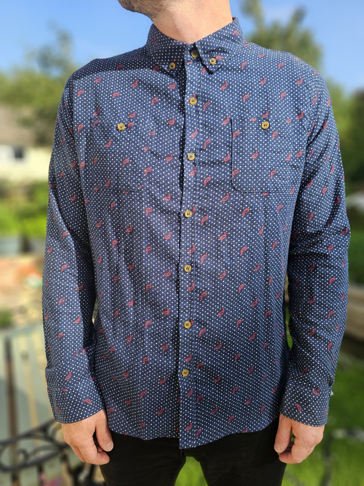Dstruct Mens Smart Casual Long Sleeve Button Up Patterned Shirt - XL/Extra Large