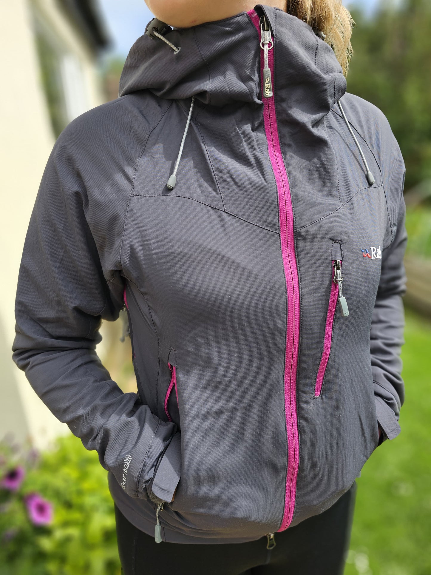 Rab Vapour-Rise Pertex Equilibrium Full Zip Hooded Soft Shell Jacket - UK 8