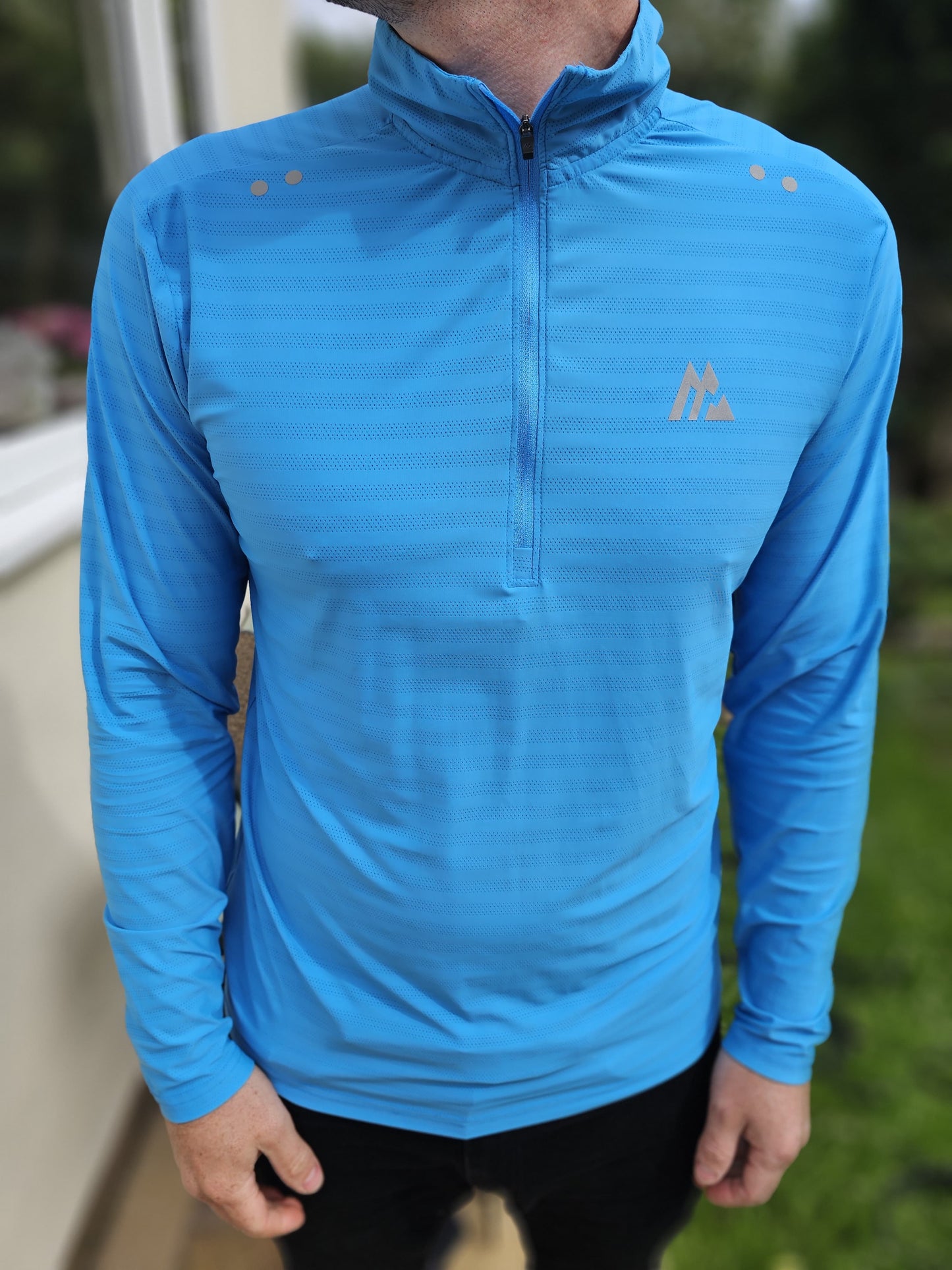 Montirex 1/4 Zip Long Sleeve Pullover Blue Top - L/Large