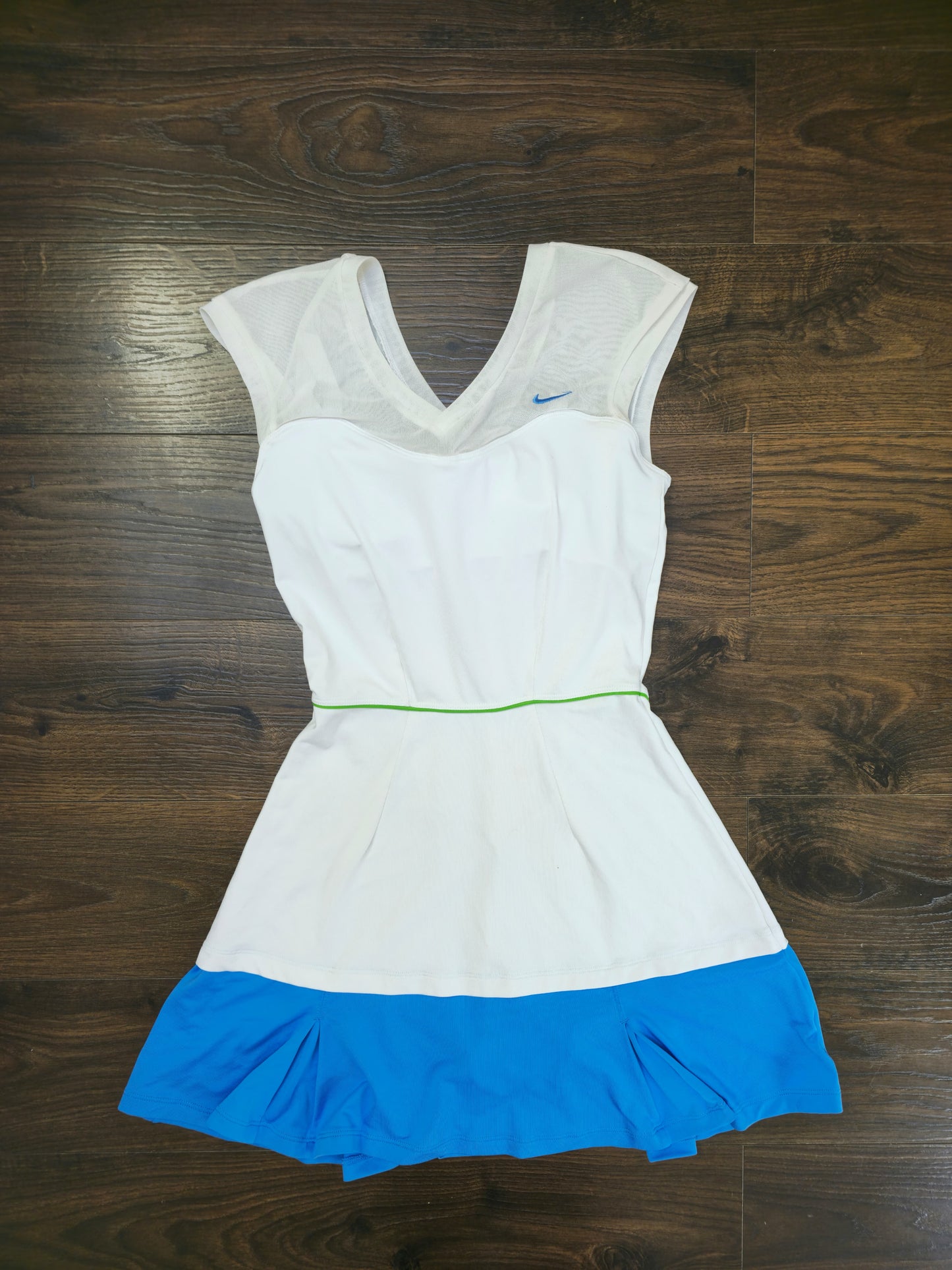 Nike X Serena Williams 2011 Australian Open Pleated Activewear Tennis Dress White/Blue - S/Small