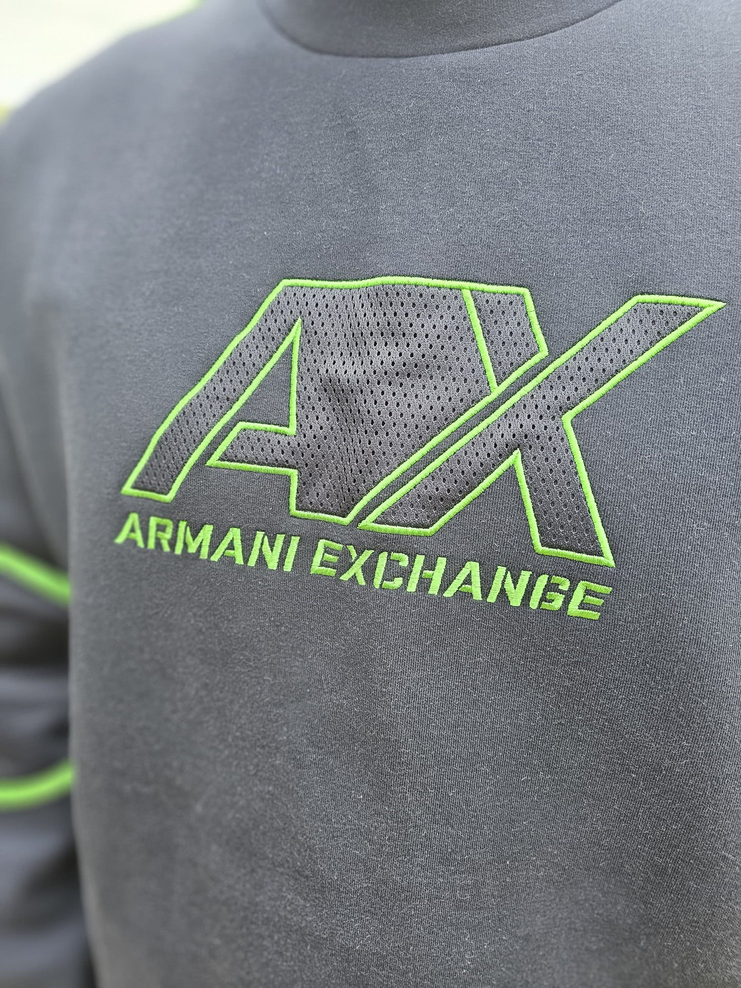 Armani Exchange Oversize Pullover Sweatshirt/Jumper Navy/Green - XL/Extra Large
