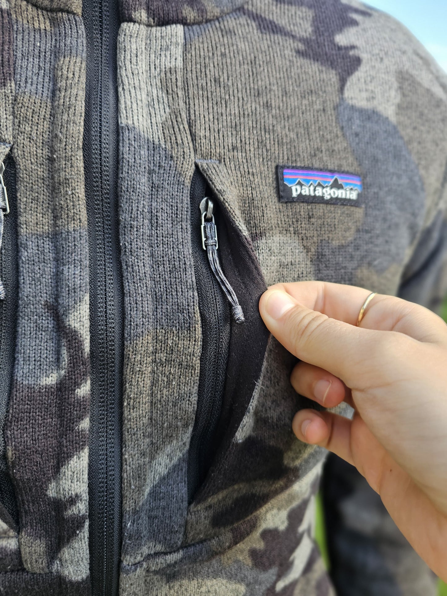 Mens Patagonia Camo Full Zip Hoodie/Hooded Fleece Jacket - M/Medium