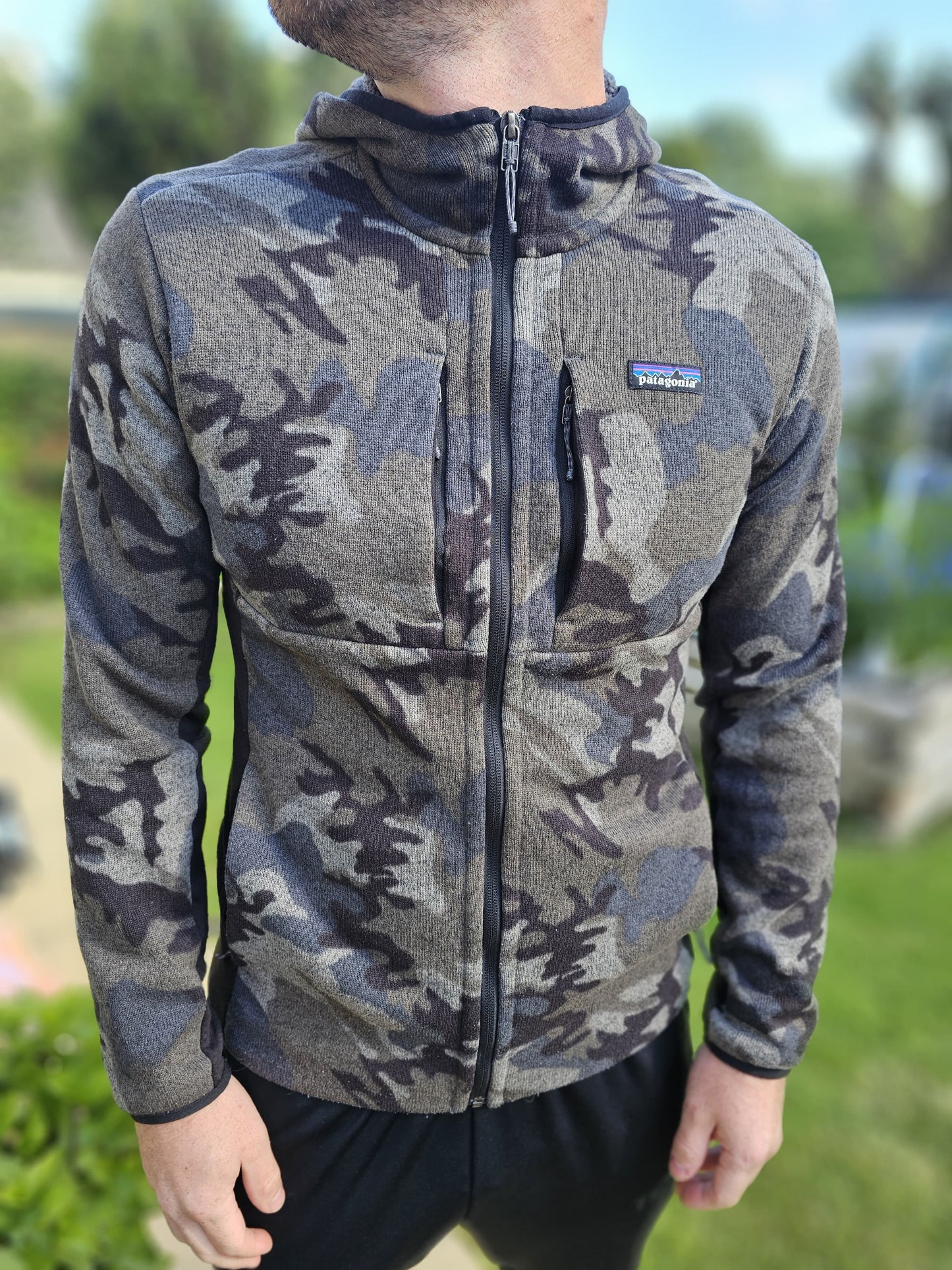 Mens Patagonia Camo Full Zip Hoodie/Hooded Fleece Jacket - M/Medium