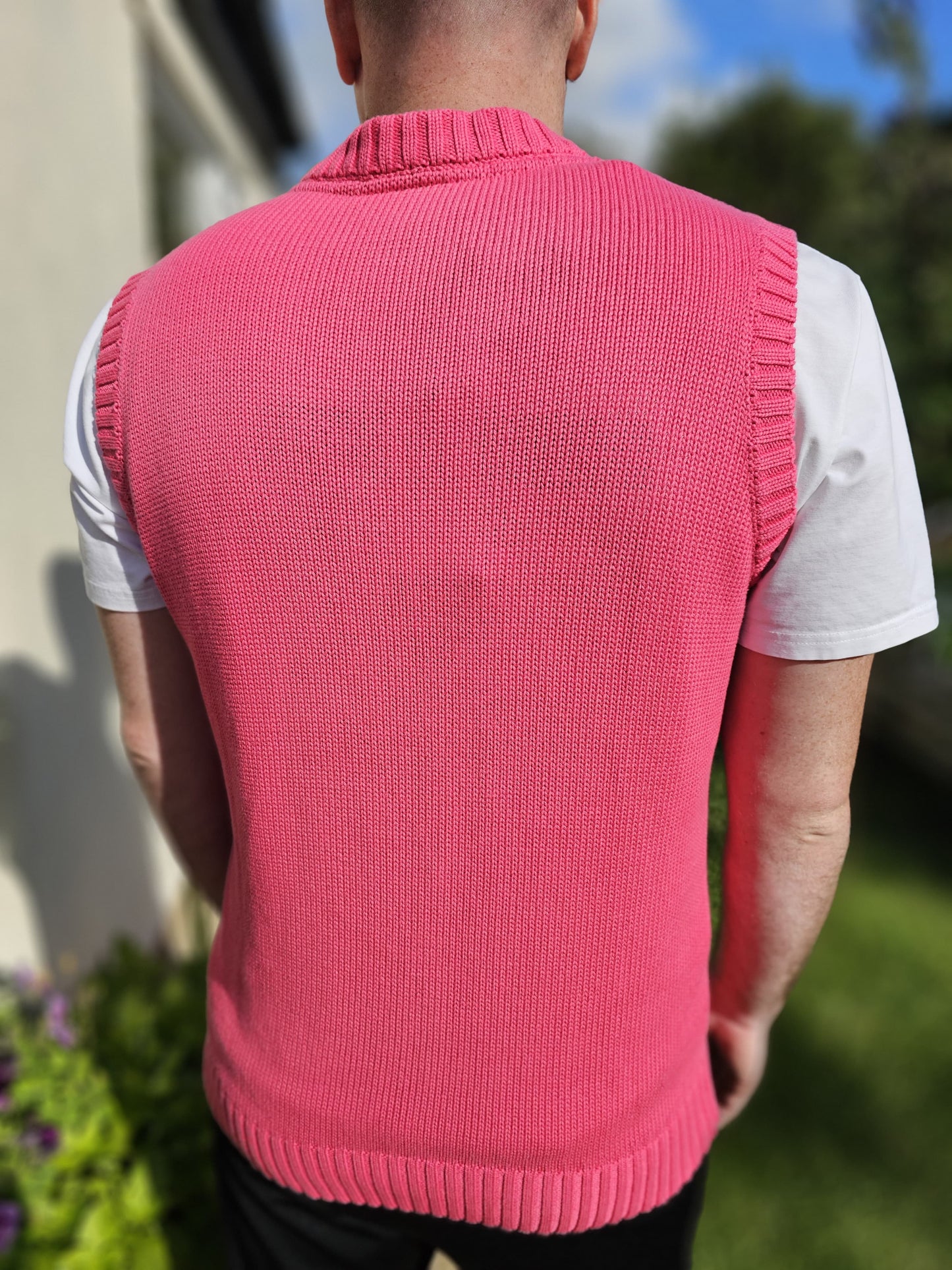 Home Grown Pullover Pink Cable Knit V Neck Vest - M/Medium - RRP £60