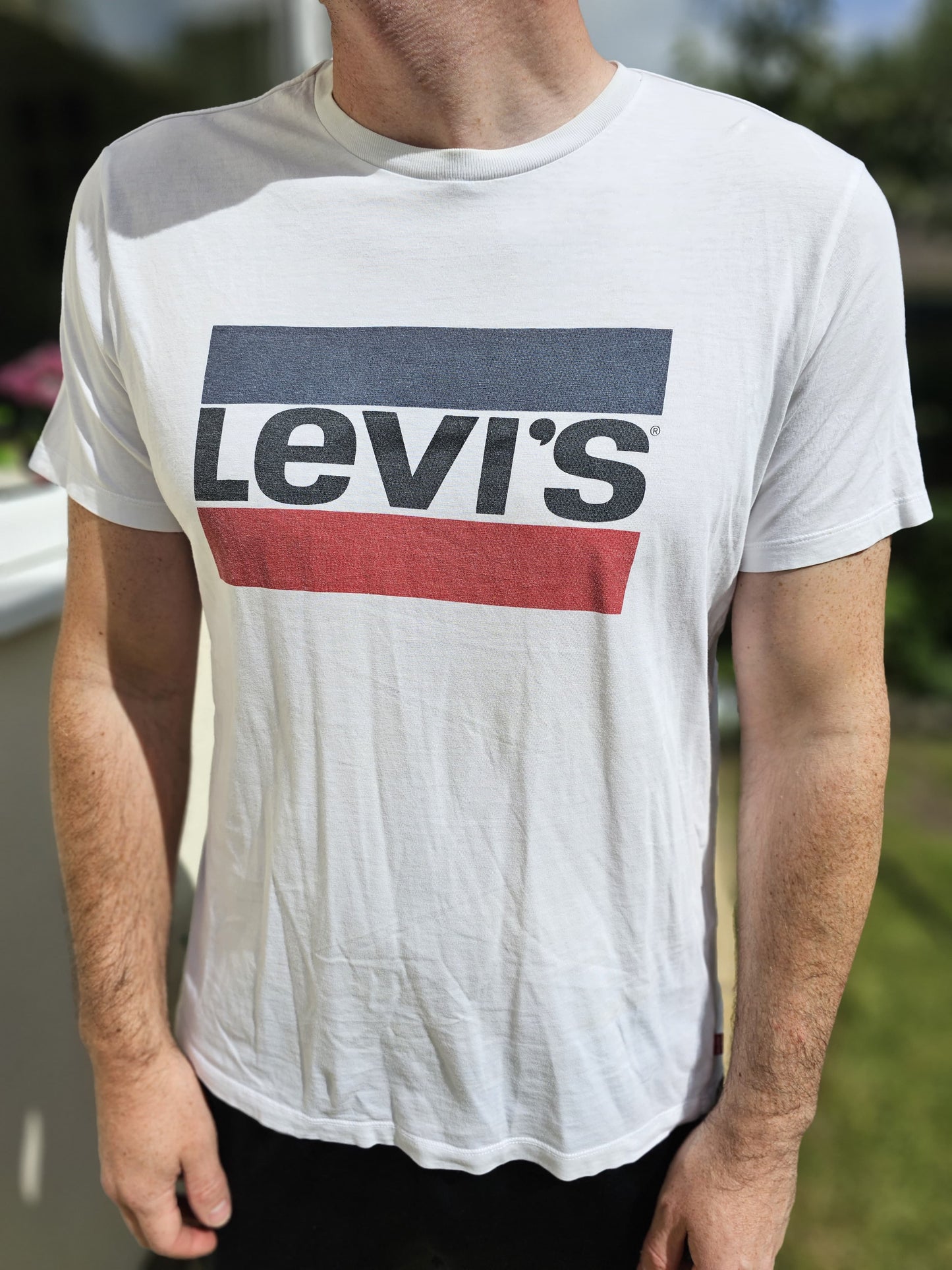Mens Levi's Short Sleeve Large Print Spellout T-Shirt - L/Large