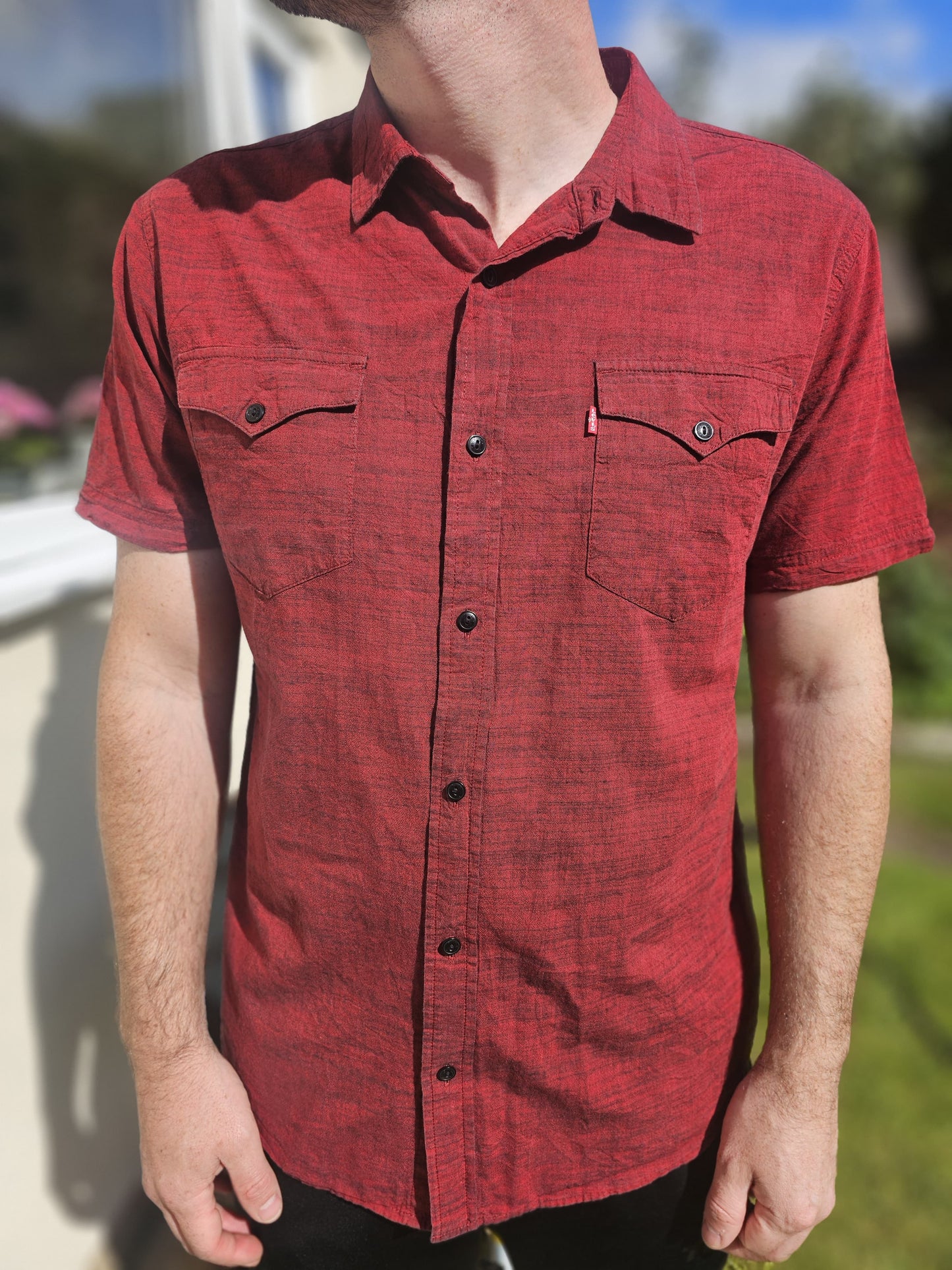 Levi's Short Sleeve Deep Red Shirt - L/Large