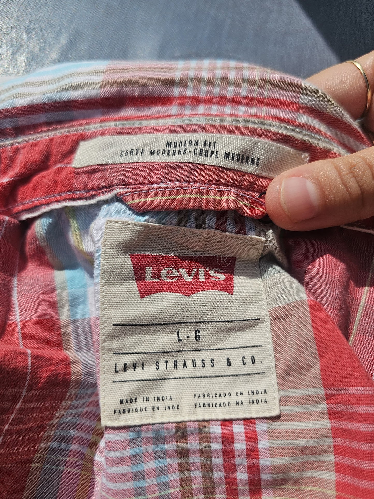 Levi's Short Sleeve Multicolour Check Checkered Shirt - L/Large