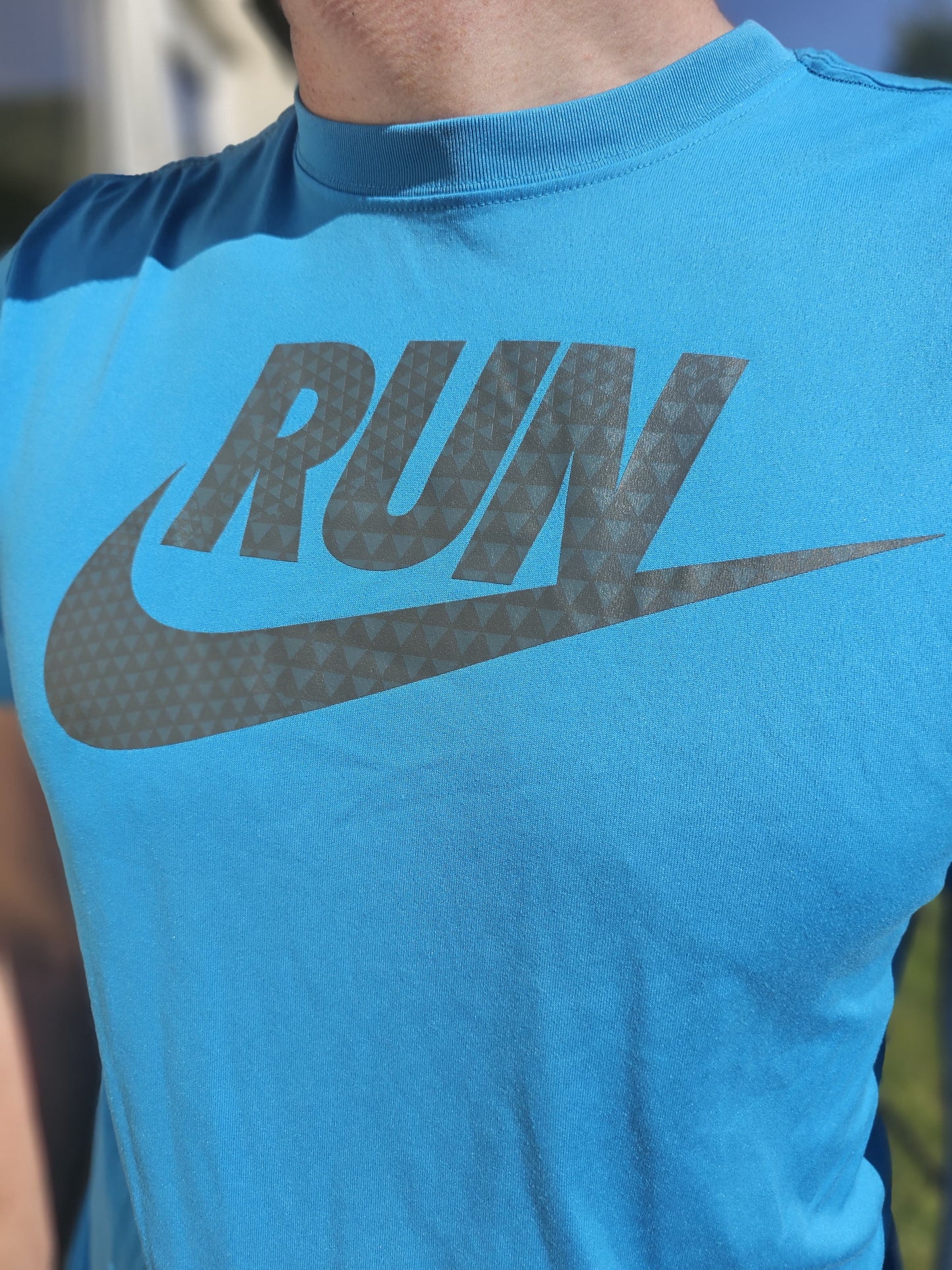 Nike RUN Dri-Fit Blue Activewear Gym Casual Running Short Sleeve T-Shirt - M/Medium